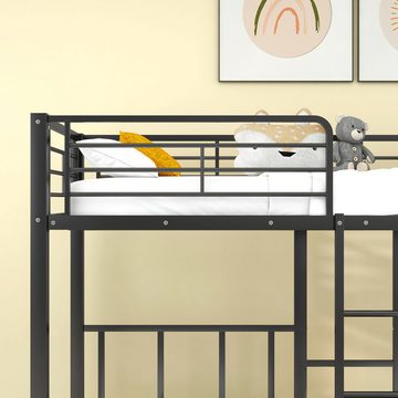 PHOEBE CAT Etagenbett, Kinderbett Dreierbett Metallbett mit Leiter und Tisch, 90x200cm*3