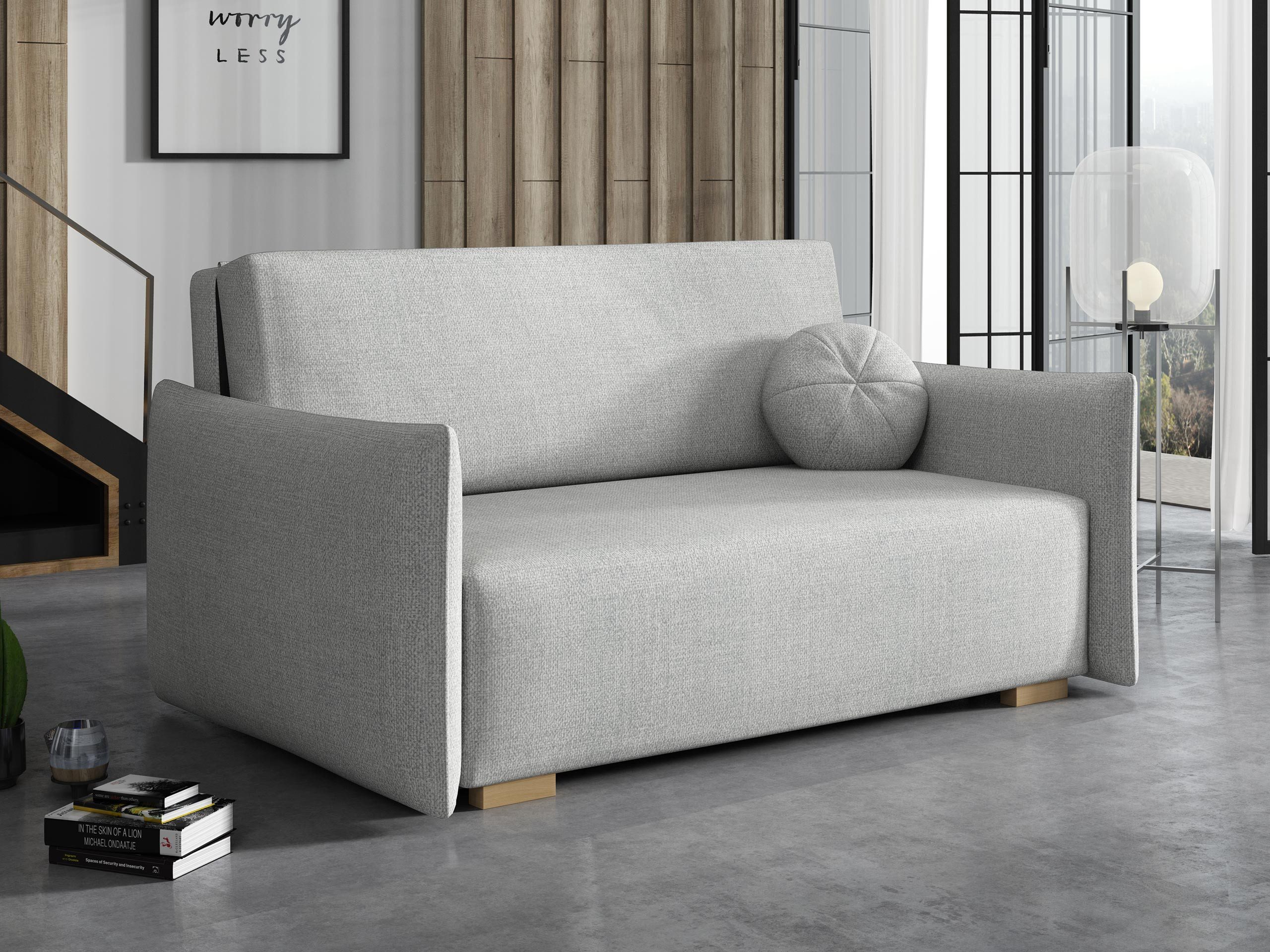 MIRJAN24 Schlafsofa Viva Glov III, mit Bettkasten und Schlaffunktion, inkl. Kissen, Holzfüße, 3-Sitzer
