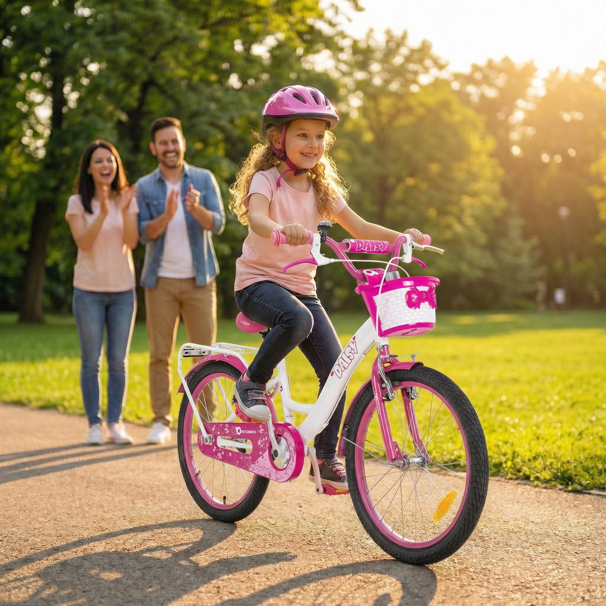 Actionbikes Motors Kinderfahrrad Daisy Fahrrad für Mädchen inkl. Trinkflasche und Korb, 1 Gang, (Kinderfahrrad ab 3 Jahre, Fahrrad Kinder, Kinderfahrrad 20 Zoll)