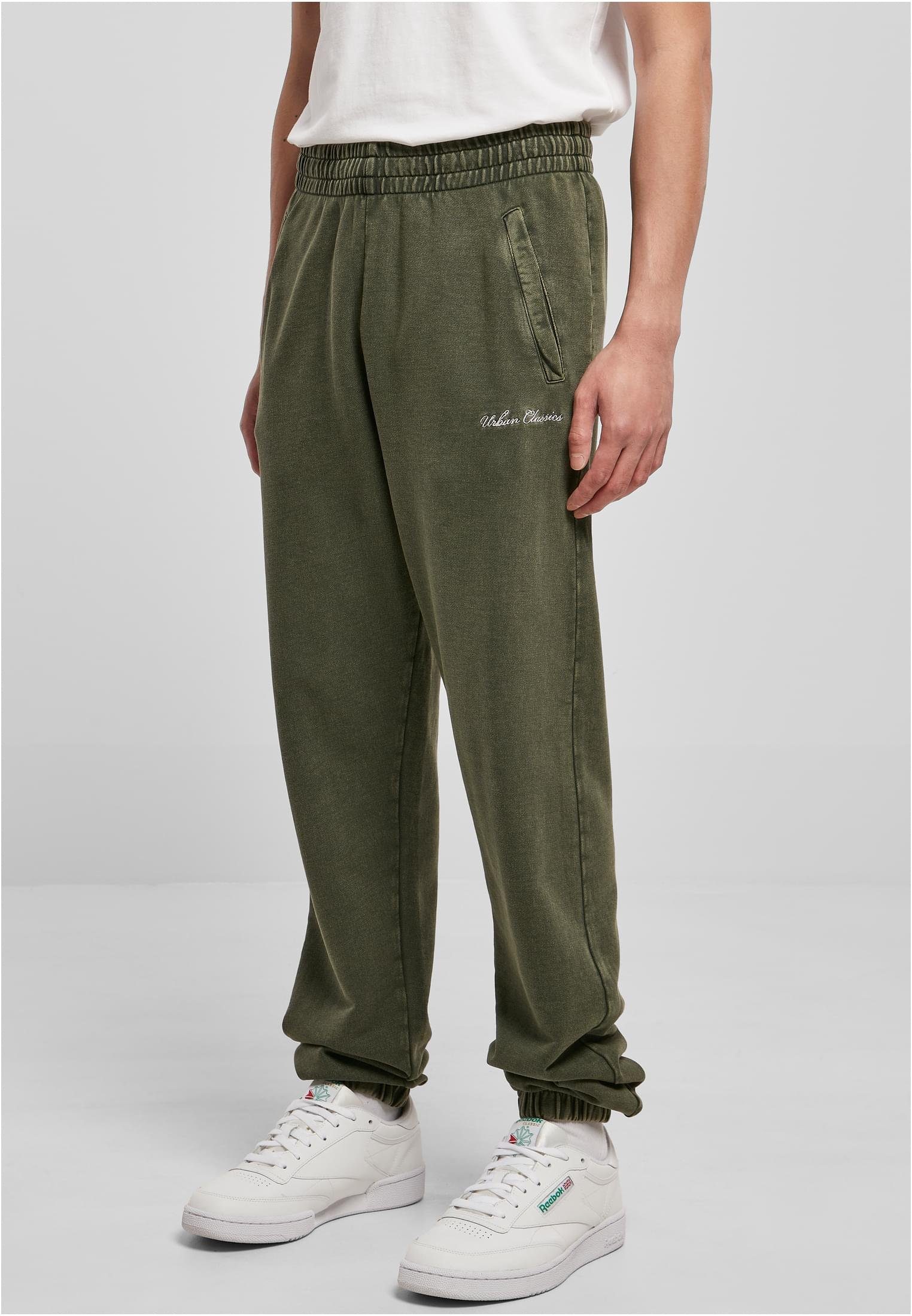 URBAN CLASSICS Stoffhose Herren Small Embroidery Sweatpants (1-tlg) bottlegreen