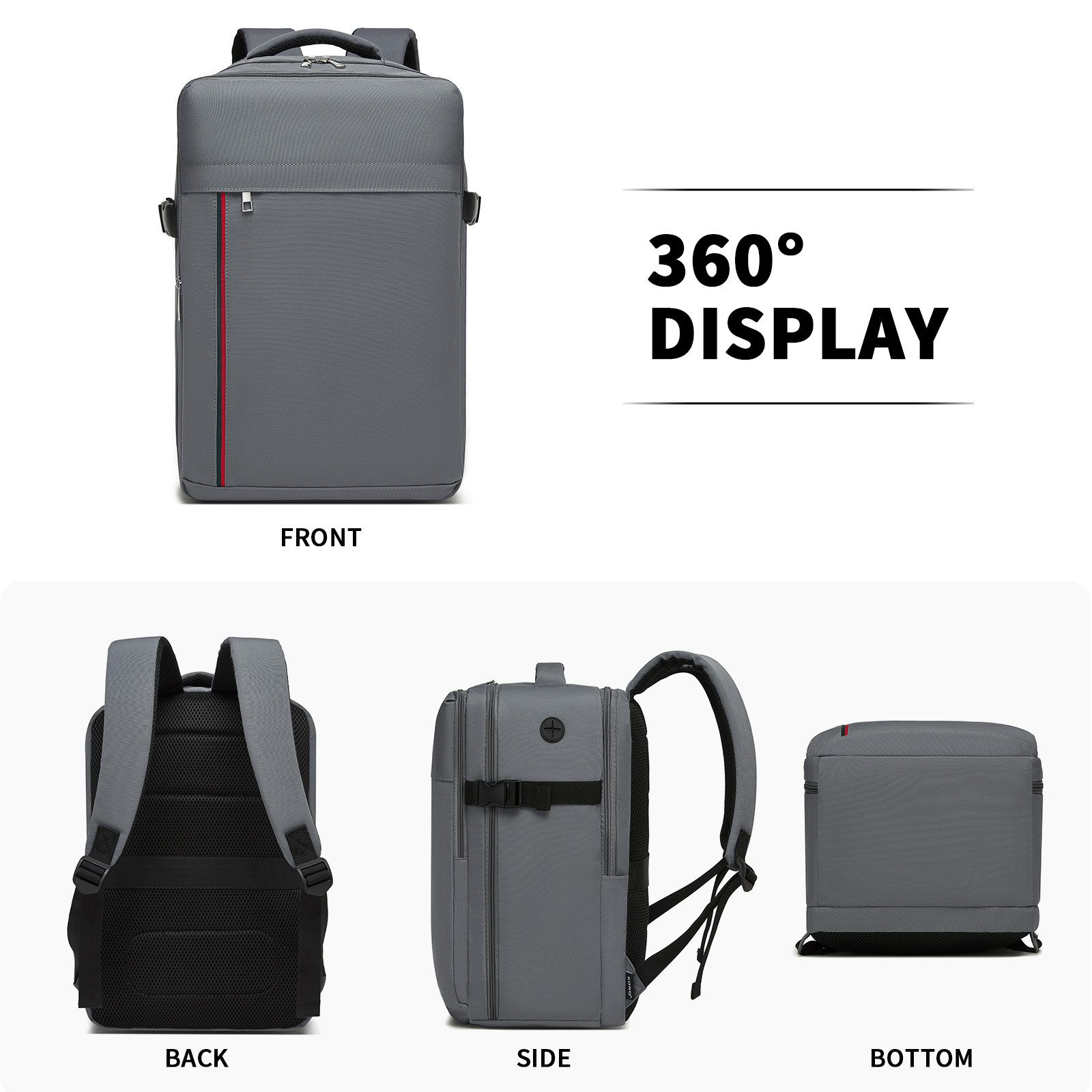 KONO Reiserucksack, Handgepäck 41x27x20cm, Wasserdichter Untersitz-Rucksack für Flugzeug