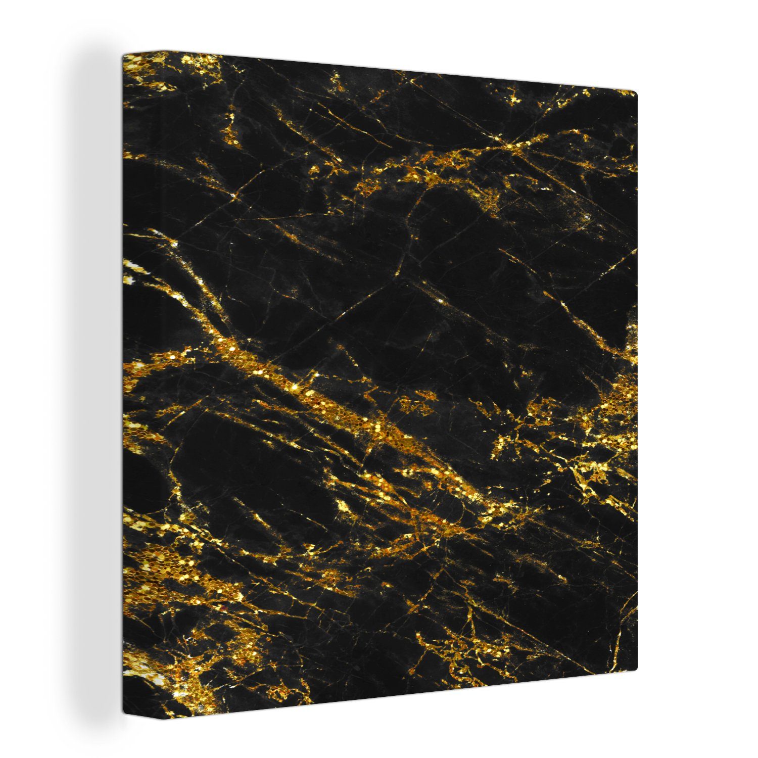 OneMillionCanvasses® Leinwandbild Marmor - Gold - Schwarz - Luxus, (1 St), Leinwand Bilder für Wohnzimmer Schlafzimmer | Leinwandbilder