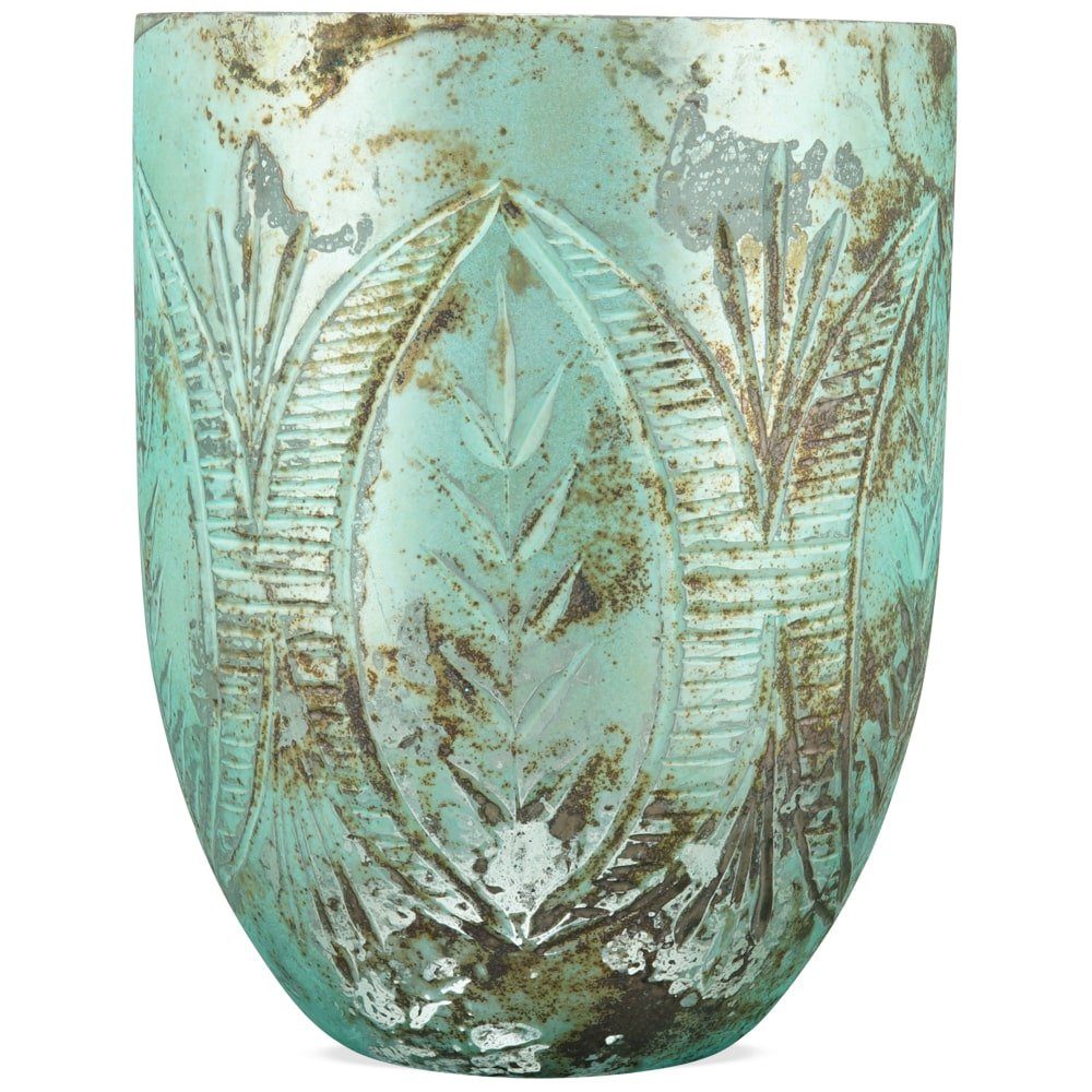 matches21 HOME & HOBBY Kerzenhalter Windlicht grün Glas abgerundet Teelichtglas 14,8 cm