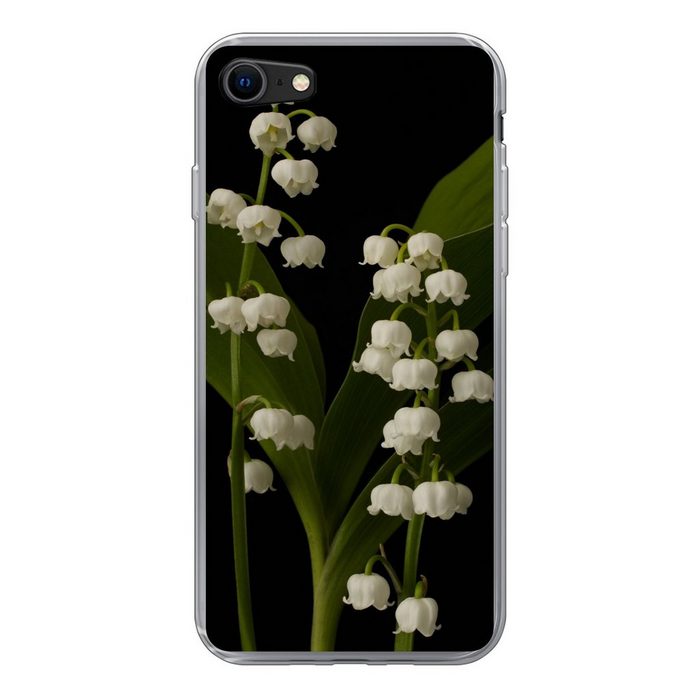 MuchoWow Handyhülle Zwei Maiglöckchenblüten im Dunkeln Handyhülle Apple iPhone SE (2020) Smartphone-Bumper Print Handy