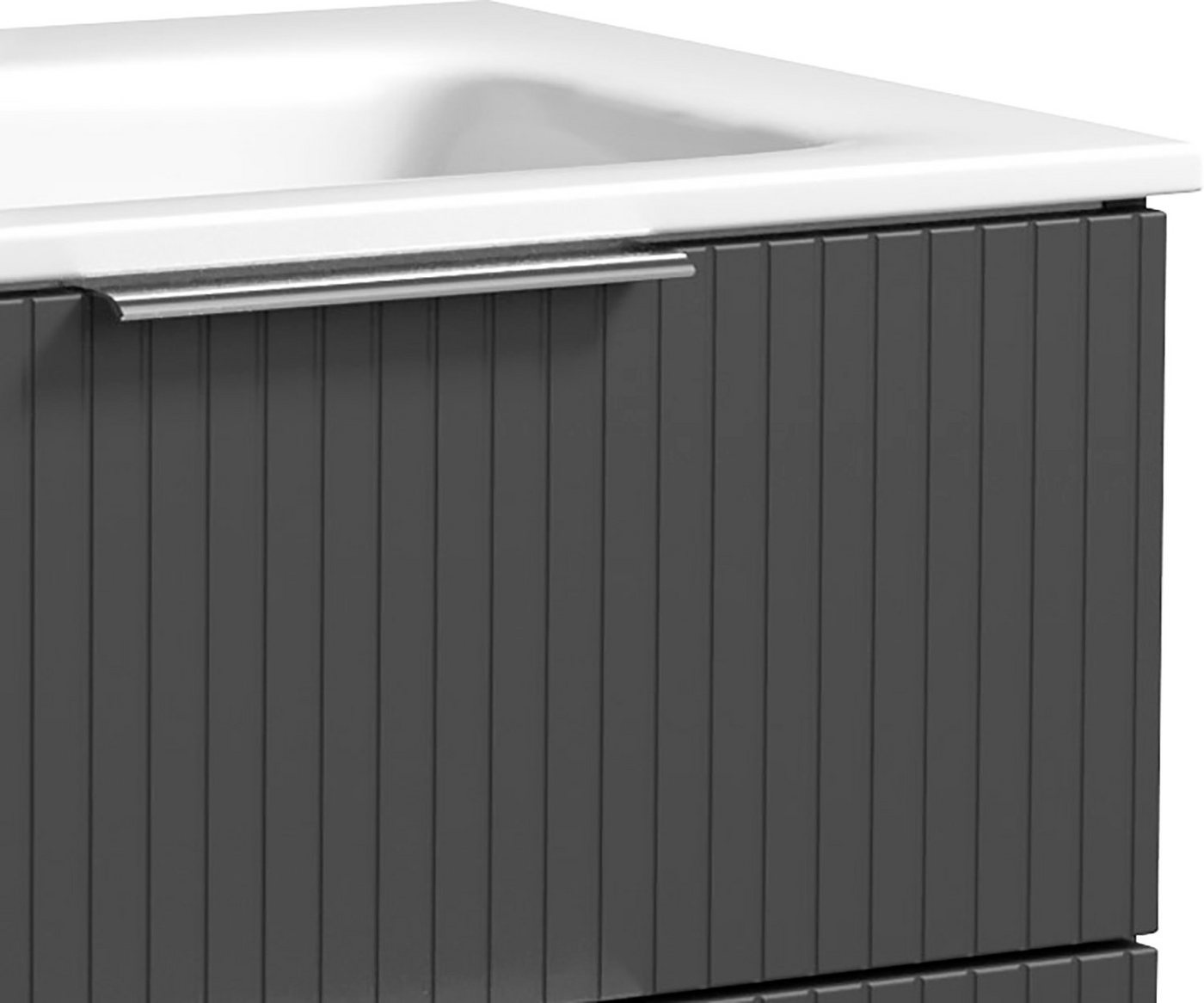 Thumbnail - welltime Waschtisch G-Line, mit Keramik Waschbecken, Schubladen mit Softclose, trendig geriffelt