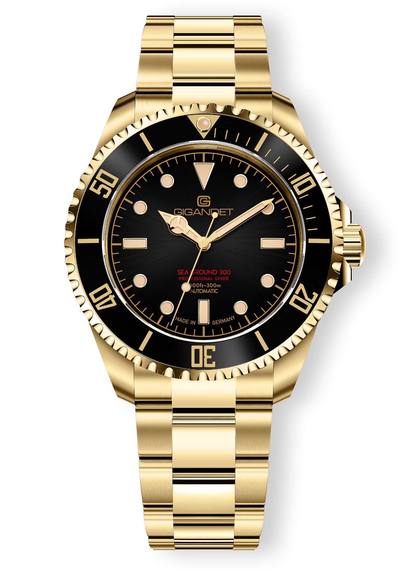 Gigandet Automatikuhr SEA GROUND 300 VINTAGE, Made in Germany, Saphirglas, Swiss SuperLuminova Old Radium