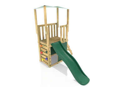 PlayClimb Spielturm »PlayClimb Outdoor Spielturm mit Rutsche und Kletterwand aus Holz, Kinder Klettergerüst für den Garten inkl. Wellenrutsche, Kinderspielplatz 146 x 215 x 216 cm«