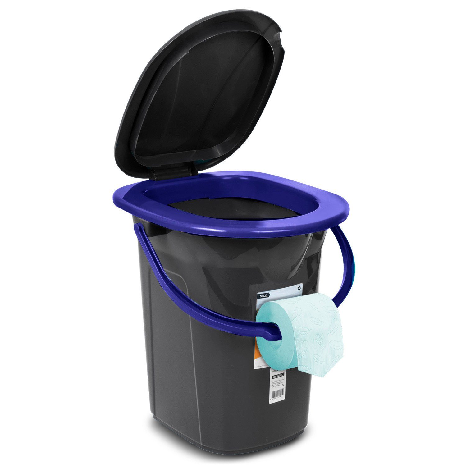 GreenBlue Campingtoilette GB320 Tragbarer Toiletten-Eimer mit Tragegriff 19L, Toilettenpapierhalter, Auskipp-Hilfe für Camping, Wohnwagen, Boot – Bild 3 von 5