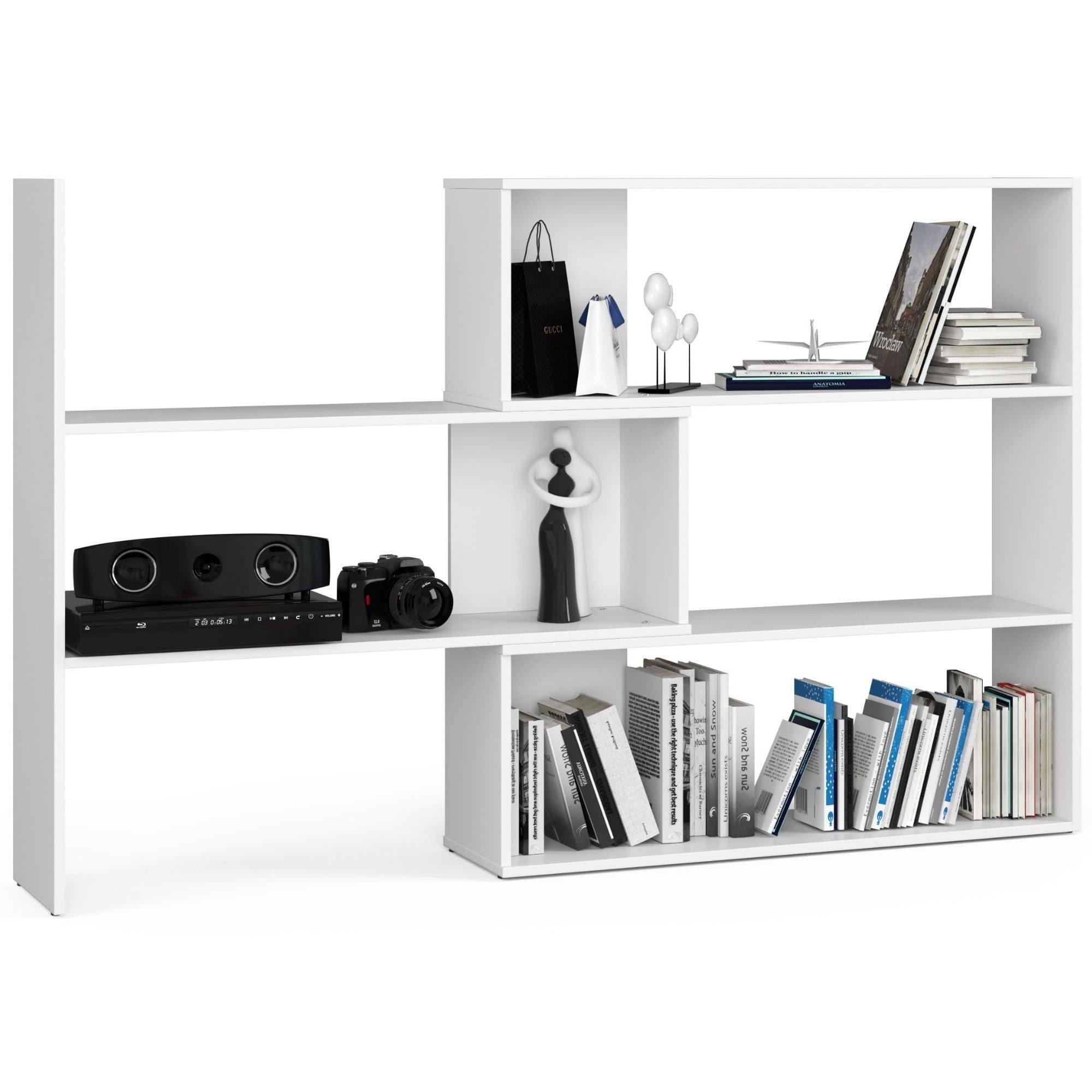 Raumhirsch Furniture Bücherregal in drei Varianten montierbar – Ideal für Wohnzimmer, Büro, flexibel auf drei Arten aufstellbar