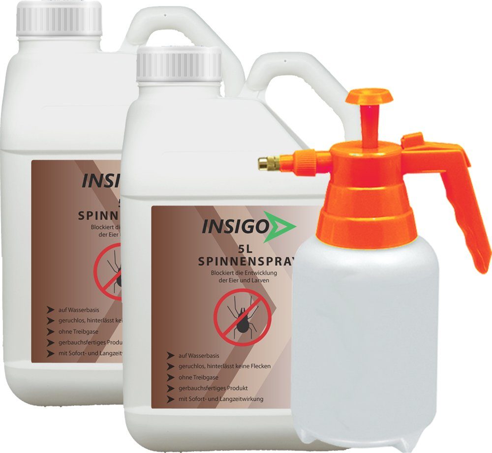 Langzeitwirkung 10 auf nicht, ätzt Spinnen, INSIGO Spinnen-Spray Insektenspray mit l, gegen geruchsarm, Wasserbasis, / Hochwirksam brennt