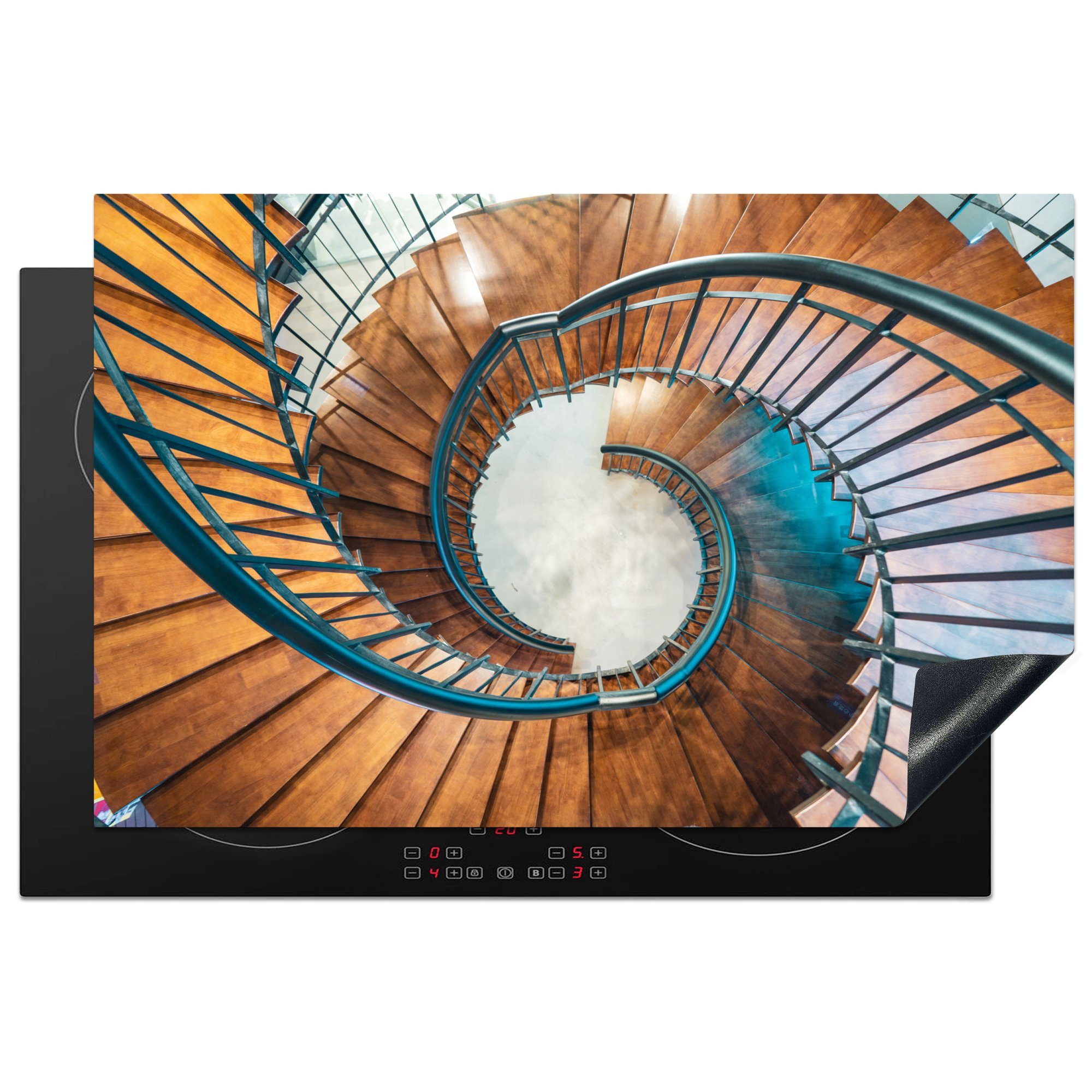 MuchoWow Herdblende-/Abdeckplatte Wendeltreppe, Vinyl, (1 tlg), 81x52 cm, Induktionskochfeld Schutz für die küche, Ceranfeldabdeckung