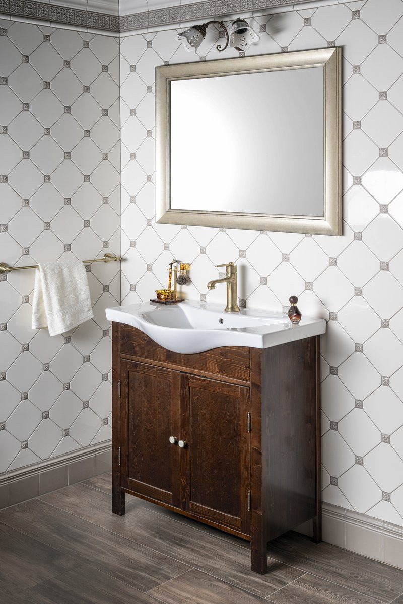 Aqualine Waschtisch ZARA 80 Keramik-Waschtisch 79,5x46cm, weiß, Aqualine-10080