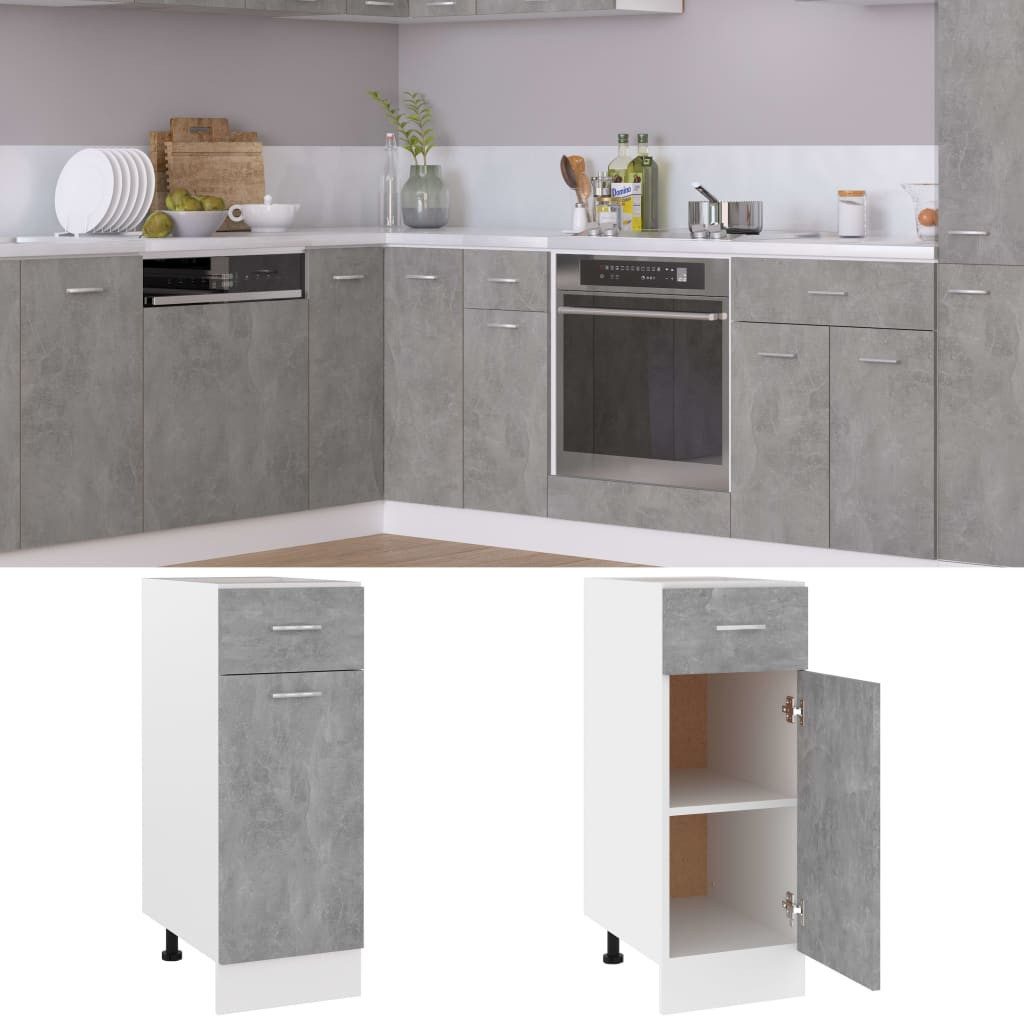 vidaXL Unterschrank Schubunterschrank Betongrau 30x46x81,5 cm Holzwerkstoff