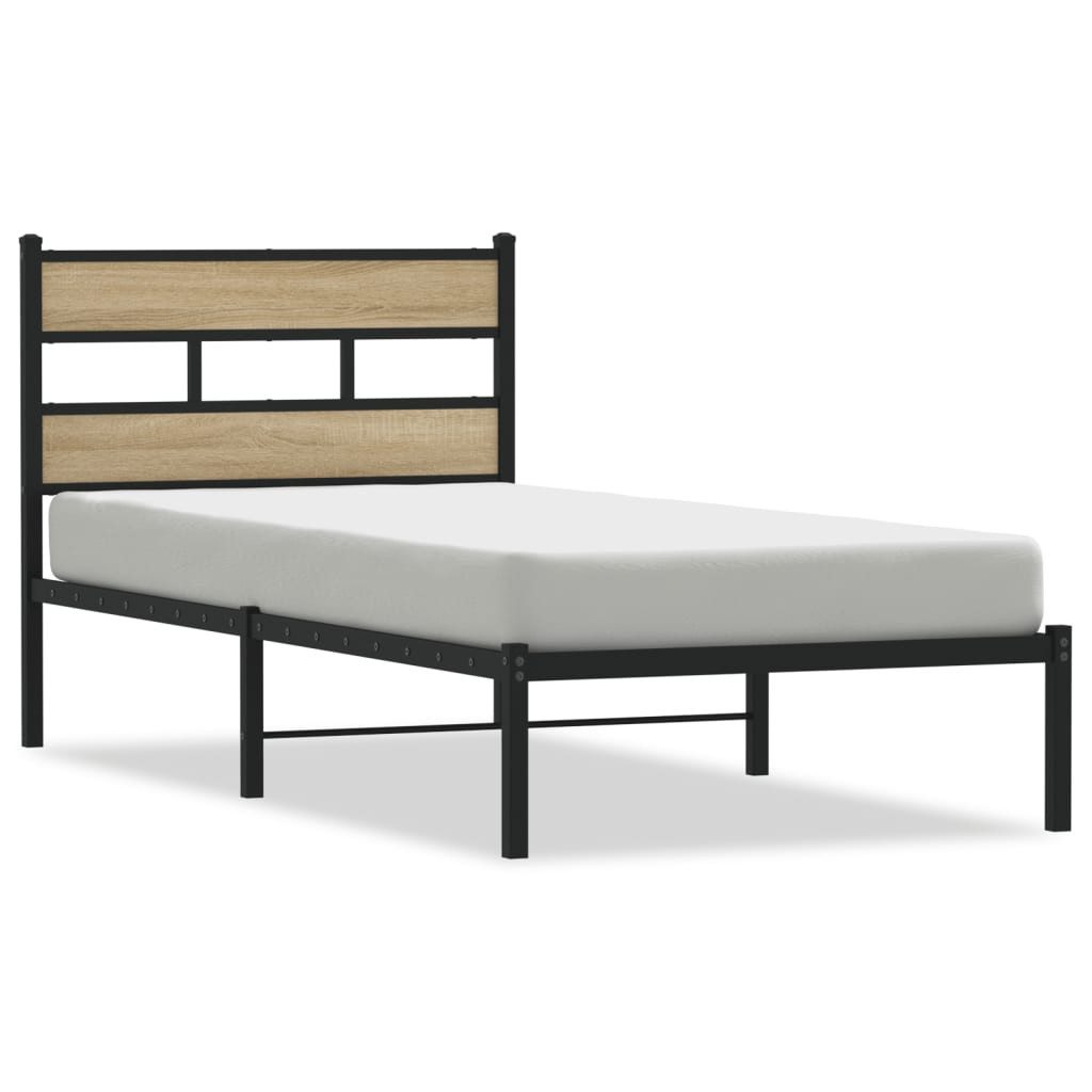 vidaXL Bett Metallbett ohne Matratze Sonoma-Eiche günstig online kaufen