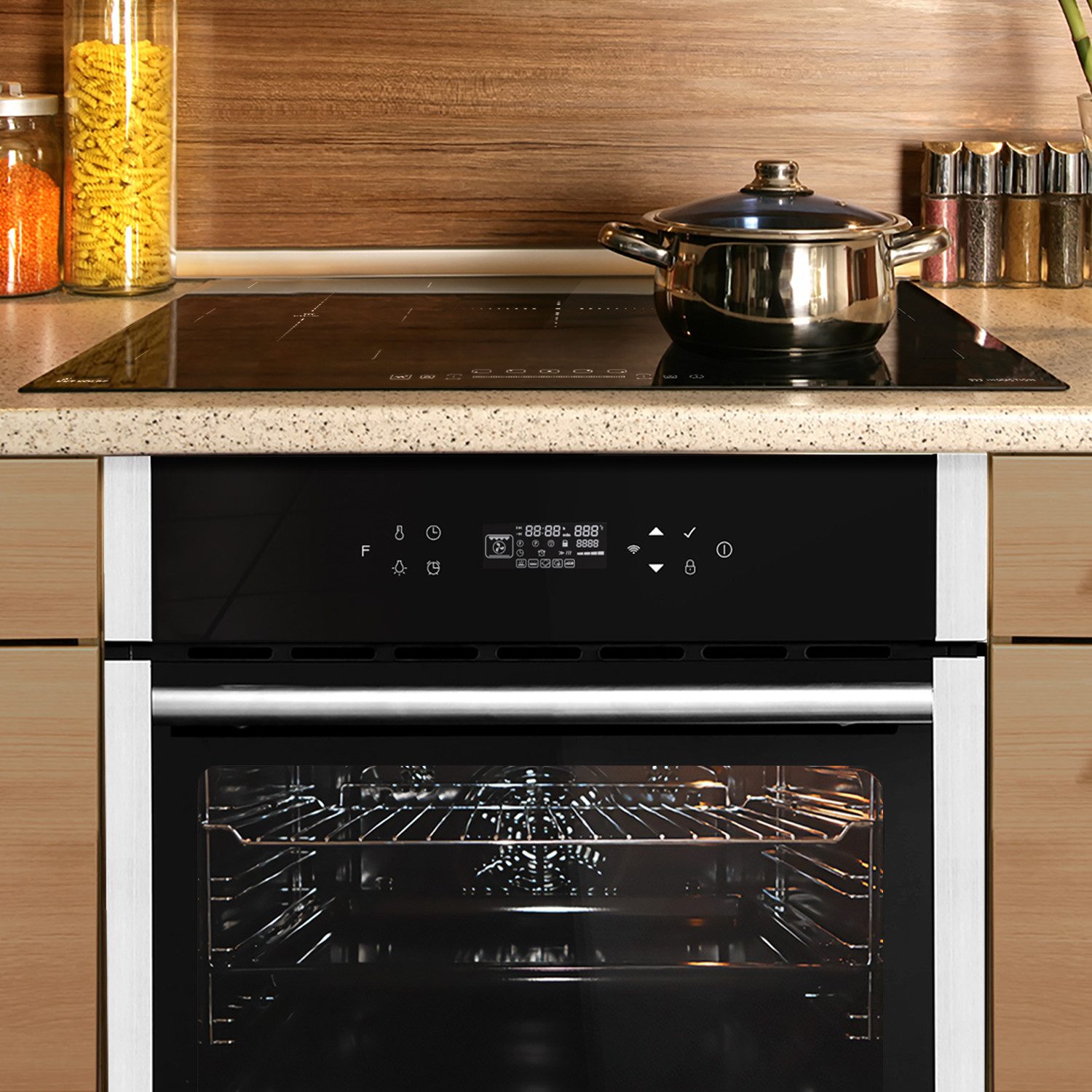 KKT KOLBE Backofen-Set Backofen und Induktionskochfeld SET8313HCIH77FZ, mit Teleskopauszug, DampfClean, Herdset / Heißluft / Einbaubackofen / Kochmulde / WIFI