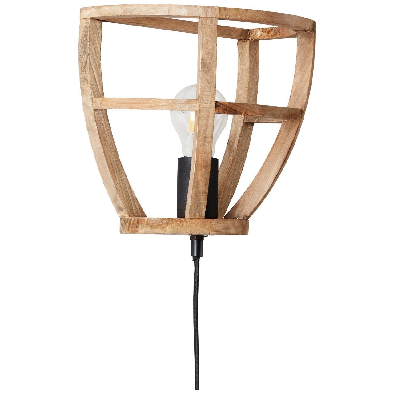 Brilliant Wandleuchte Matrix Nature, Lampe Matrix E27 Nature A60, 1x Wandspot korund holz/schwarz antik