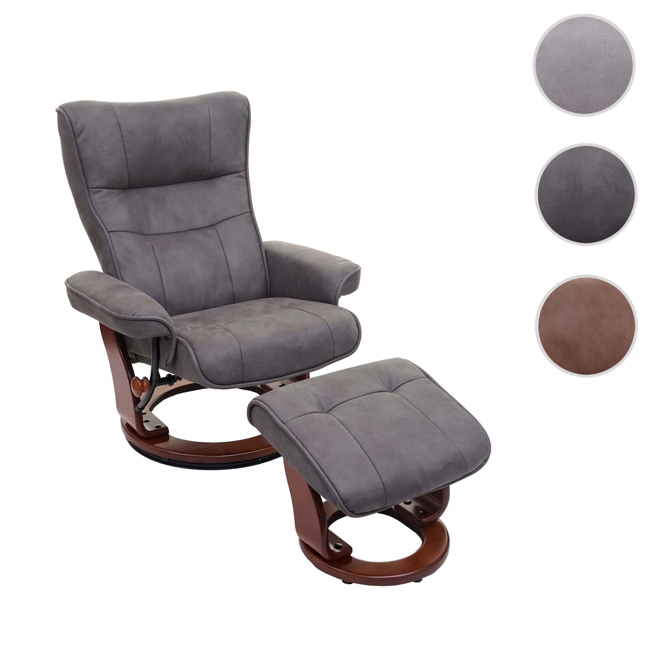 walnussfarben Polsterung furniture Relaxsessel Inkl. MCA dunkelgrau, Breite Edmonton-S, Armlehnen, Fußhocker, gepolstertem Extradicke