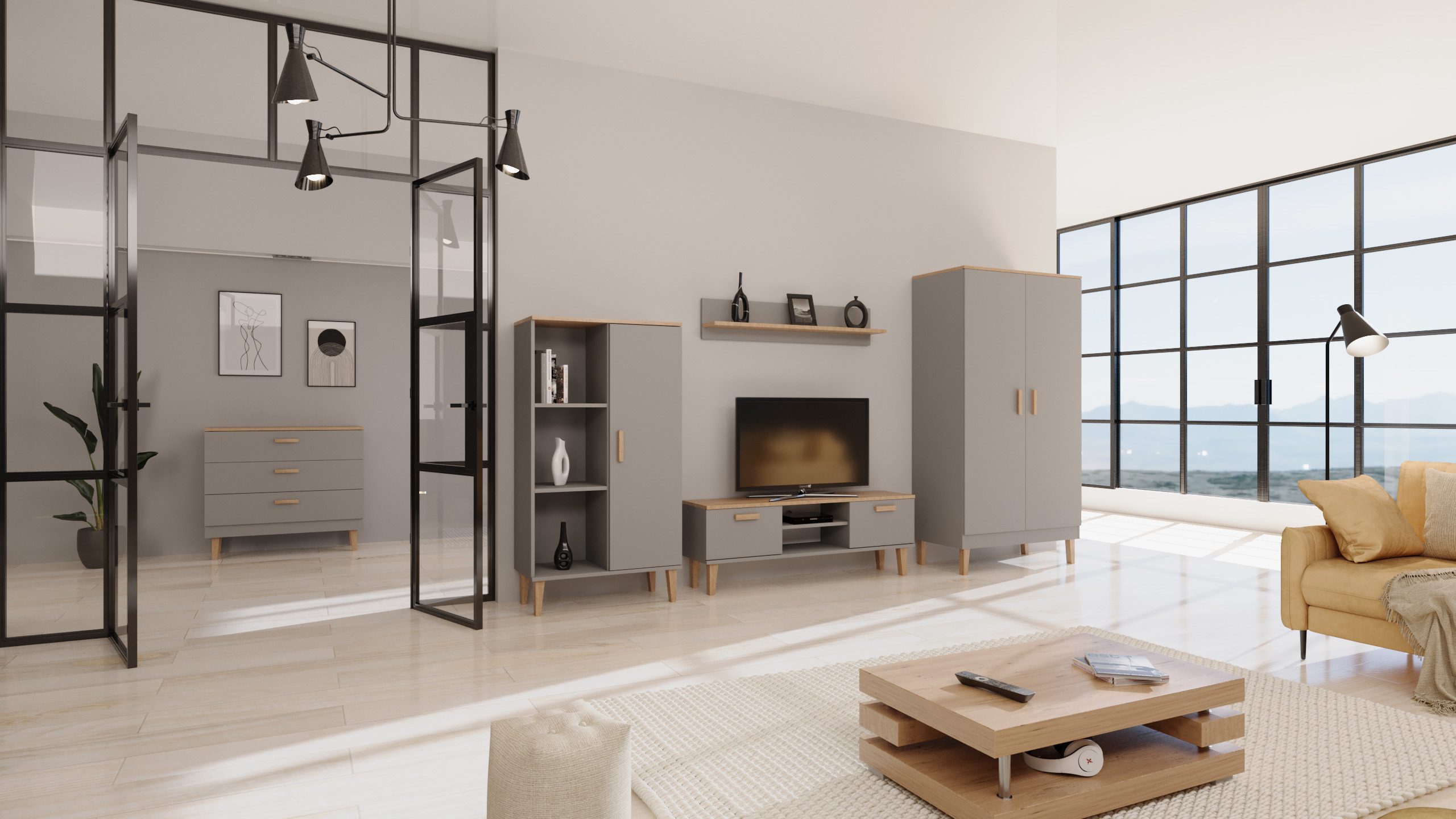 99rooms Wohnwand Verden, (Set (5-St), Wohnmöbel, Wohnzimmer-Set), Modern Design, mit viel Stauraum, Soft-Close Funktion