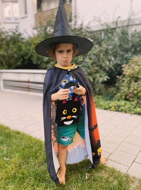 Maskworld Kostüm Halloween Tasche Katze, Supersüßer Filzbeutel für Halloween-Süßigkeiten