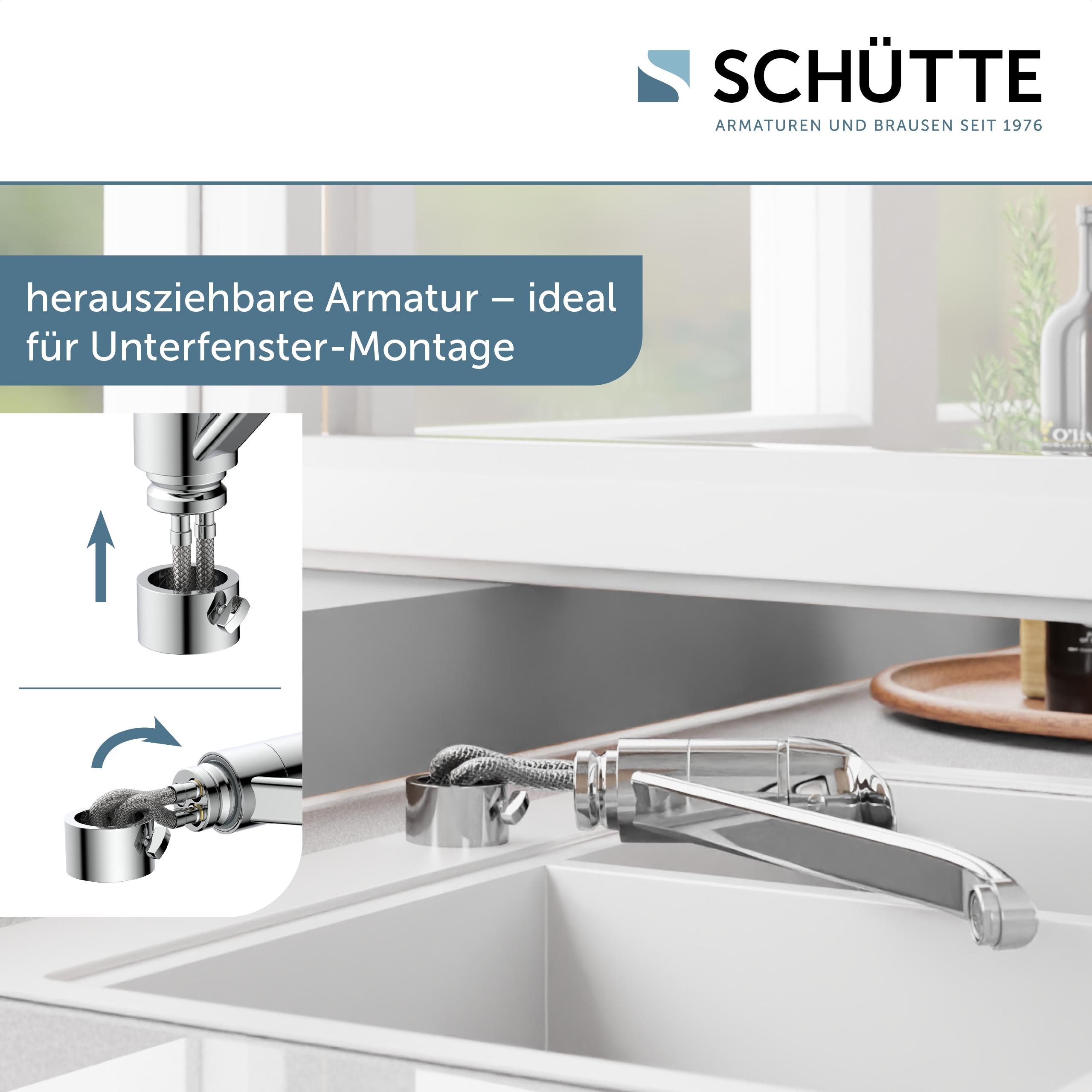 Schütte Spültischarmatur LUCA für Unterfenster-Montage, Wasserhahn Küche in Chrom, Hochdruck