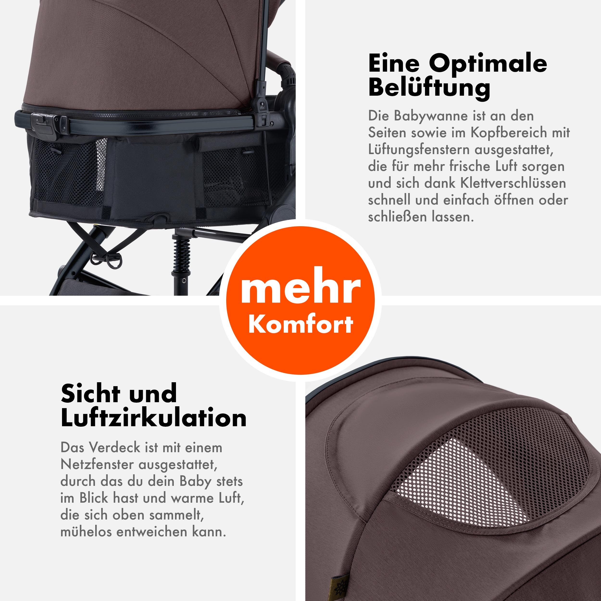 Daliya® Kombi-Kinderwagen NEOMOVE 2in1 Kinderwagen, Buggy und Babywanne in einem, Babywanne und Sportsitz, Alu-Rahmen, Großer Einkaufskorb