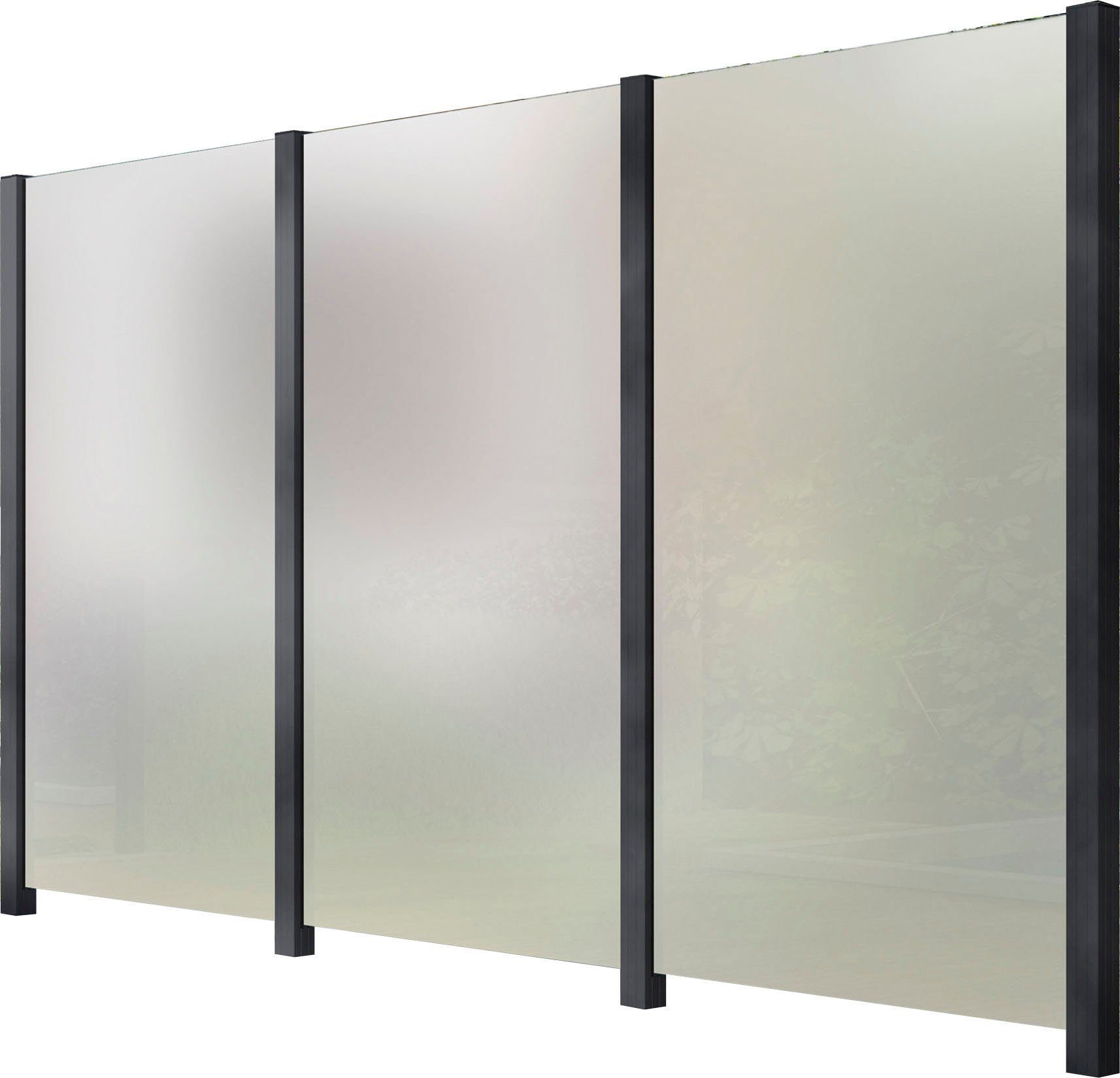 STAKET PRO Zaun, (Set), Glaszaun, Gesamtlänge: 3,361 m, 4 Pfosten