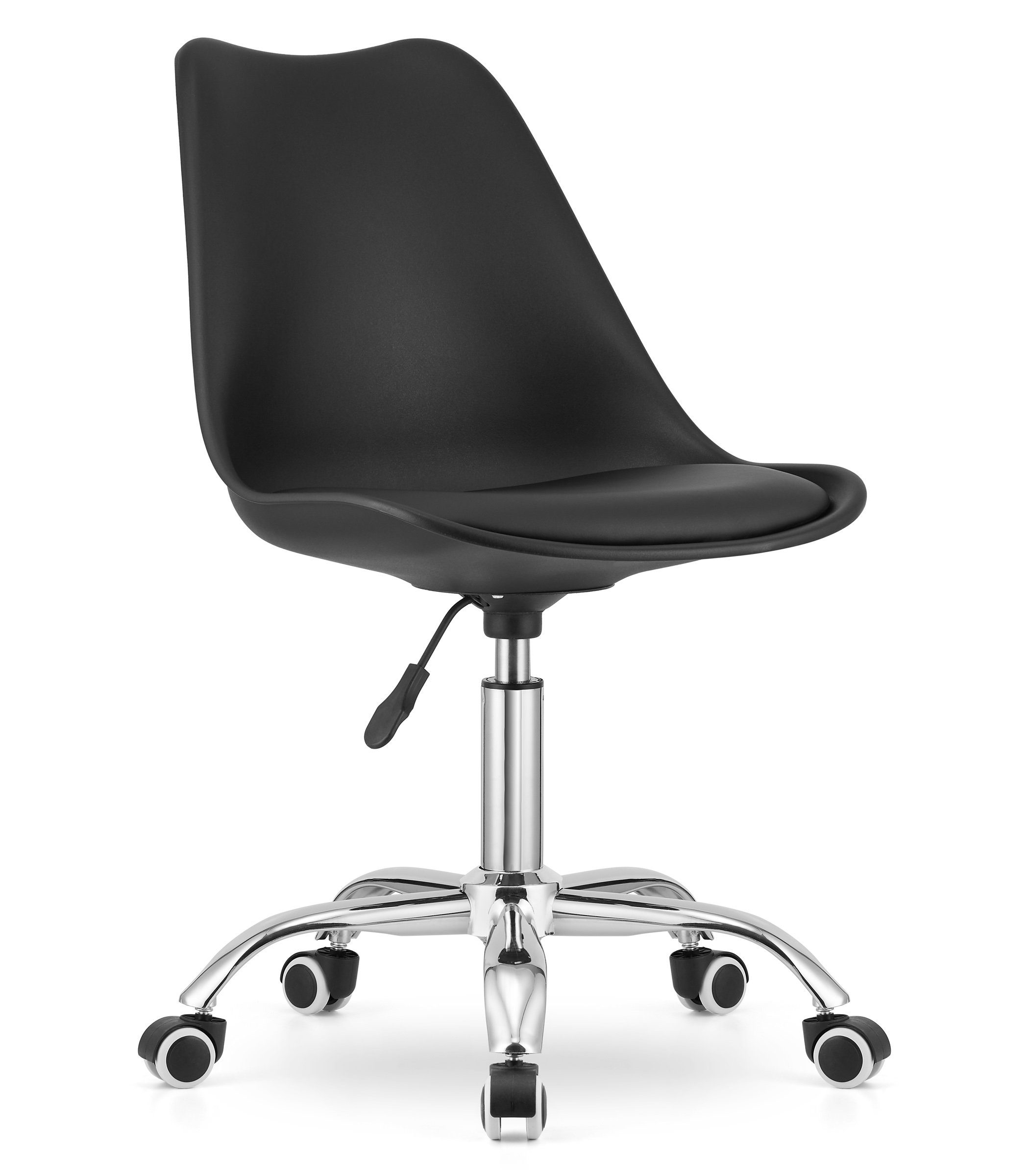 Home Collective Drehstuhl Bürostuhl für Kinderzimmer und Büro, Sitzhöhe verstellbar 47-58 cm (Bürostuhl mit Rollen, Schreibtischstuhl höhenverstellbar, Chromgestell, stabil), Ergonomischer Drehstuhl, Chromfuß, Öko-Lederkissen schwarz