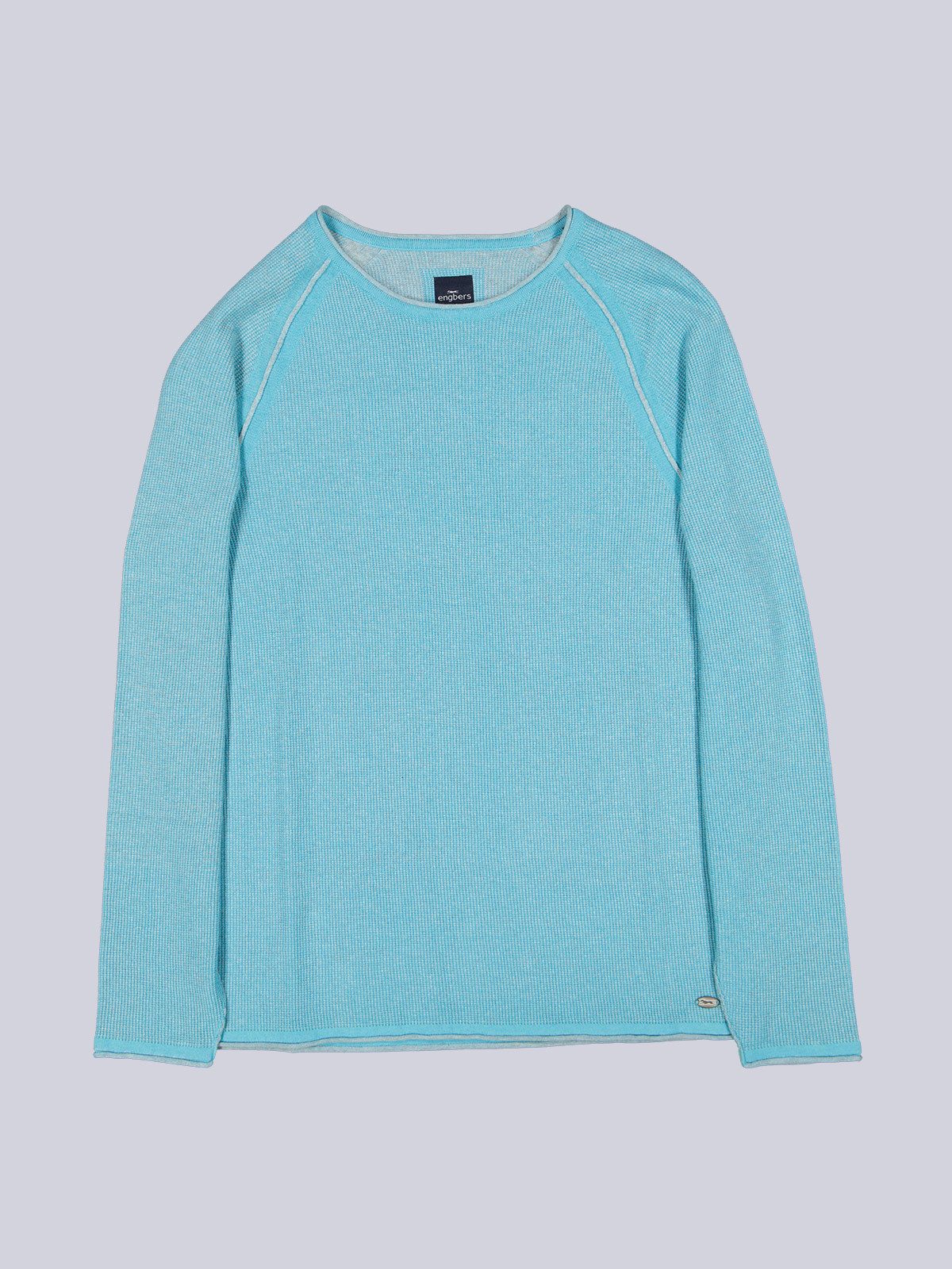 Engbers Rundhalspullover Herren Pullover uni, Mittelblau