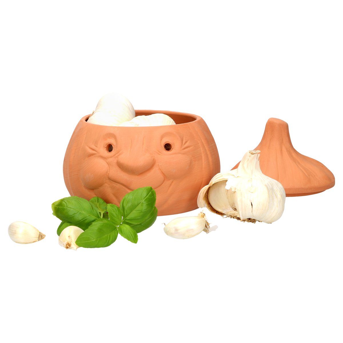 MamboCat Vorratsglas 3tlg. Terrakotta Set Knoblauchtopf + Zwiebeltopf + Kartoffeltopf, Steingut