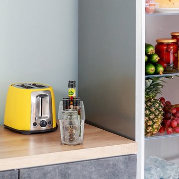 relaxdays Frischhaltedose 4 x schmaler Kühlschrank Organizer, Kunststoff
