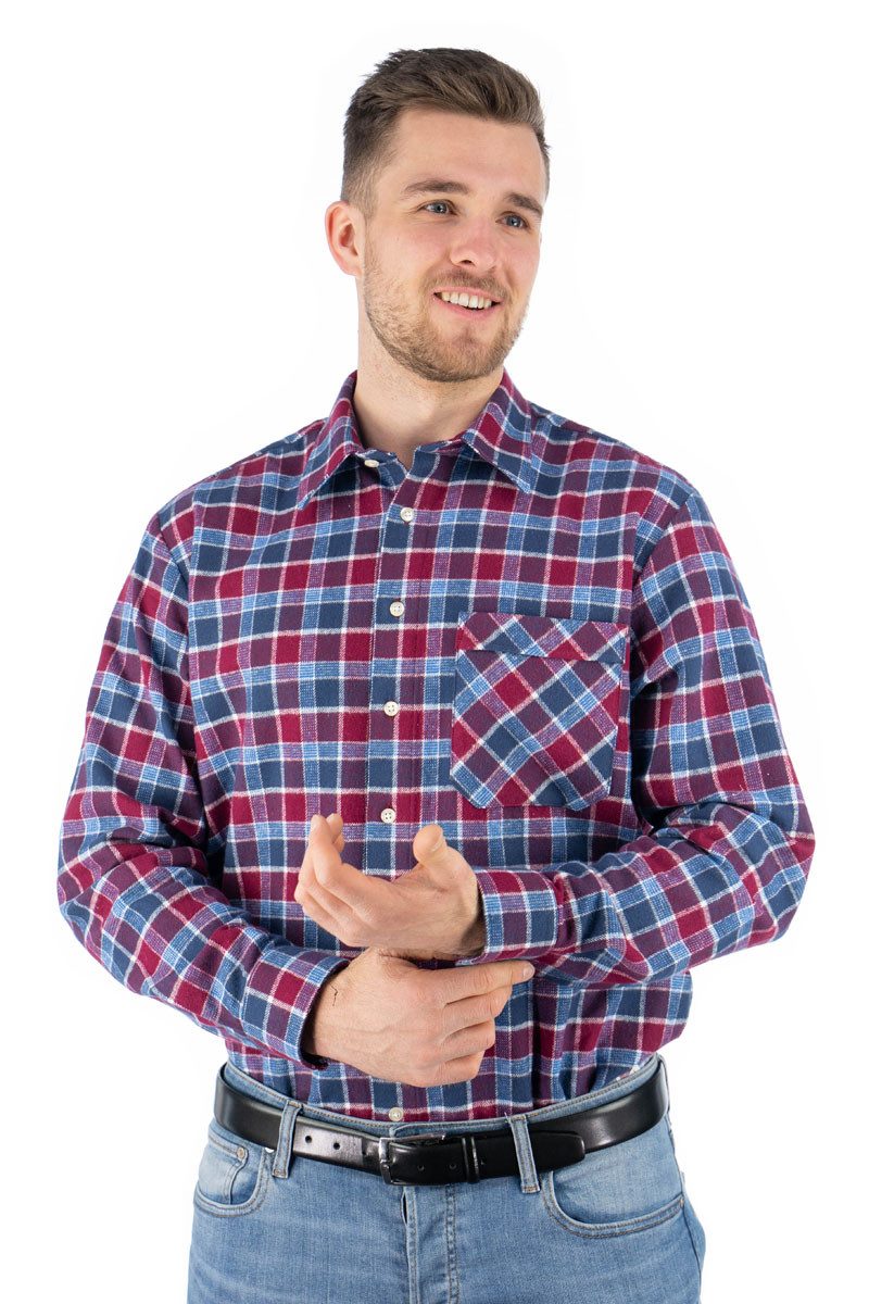 Condor Flanellhemd Sqobi 90cm langes Herren Langarm Arbeitshemd, Schwerflanell