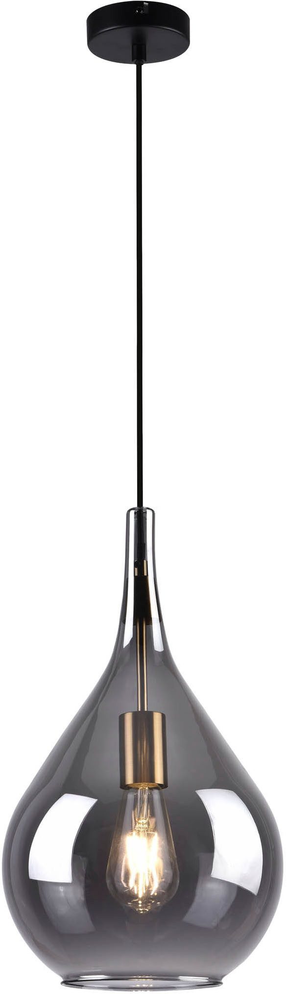 näve Pendelleuchte Gota, ohne Leuchtmittel, Rauchglas D: 25cm, exkl. 1x E27 günstig online kaufen