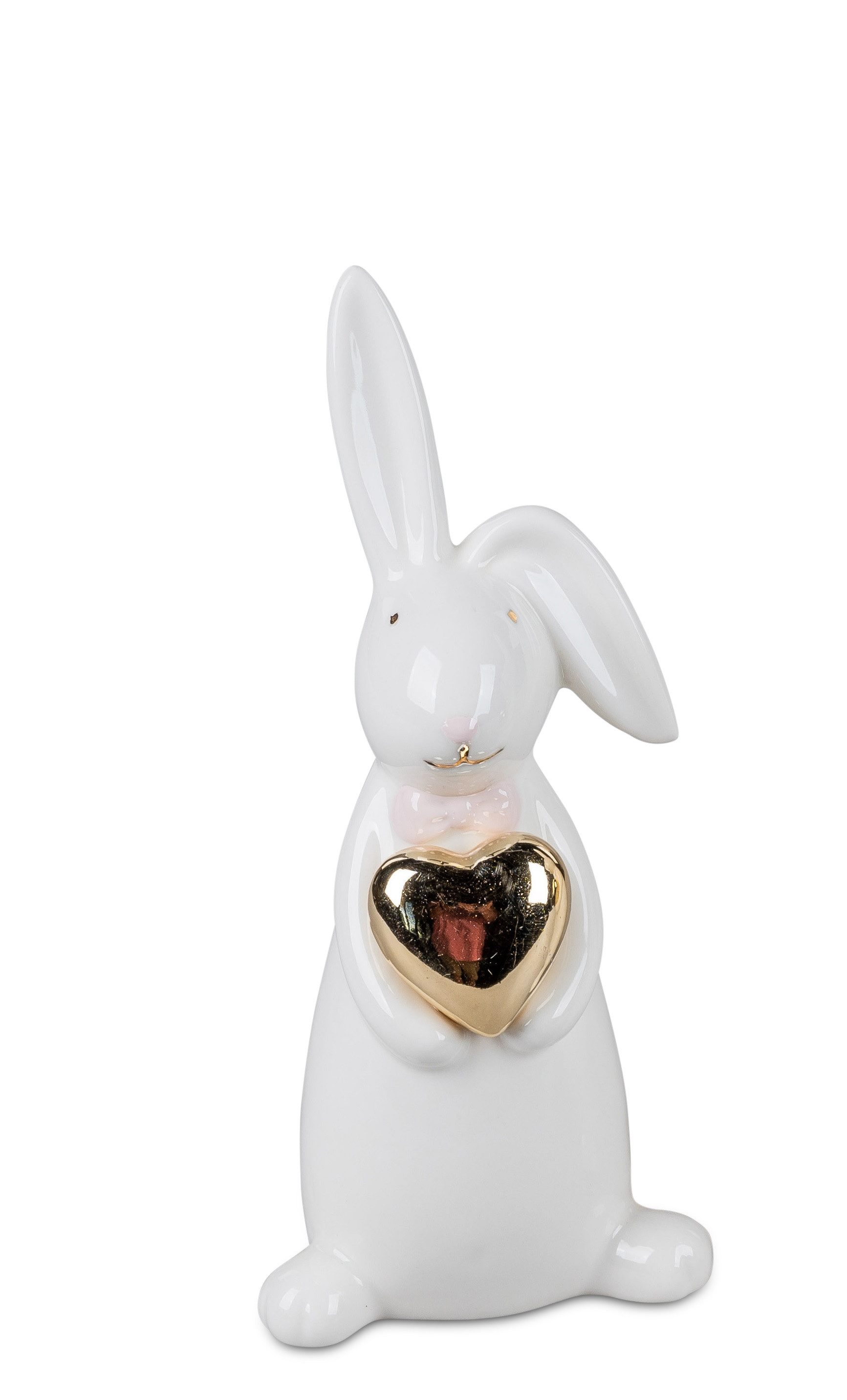 Osterhase Osterhase mit goldenen Herz Ostern Hasen Figur Deko