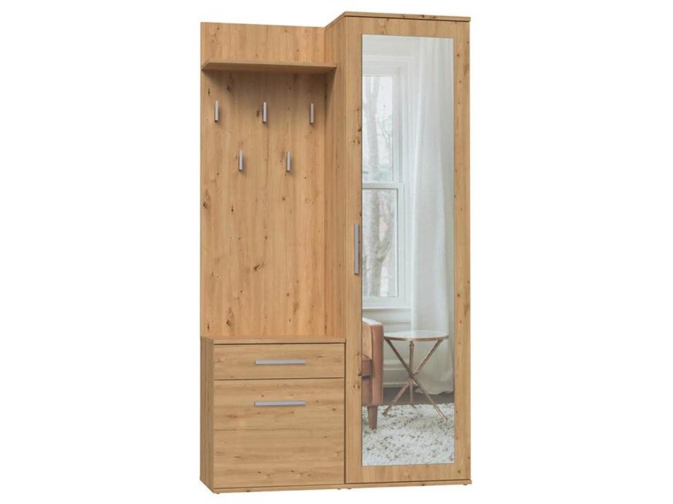 Beautysofa Kompaktgarderobe Fiora (Garderobenschrank + Paneel + Schuhschrank, Garderoben-Set, 5 Kleiderhaken) Breite:100 cm