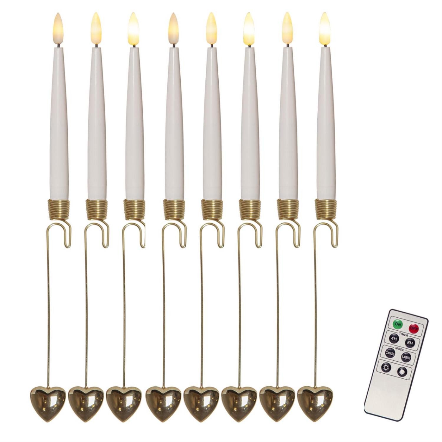 MARELIDA LED-Christbaumkerzen Baumkerzen 8 Weihnachtskerzen Baumbeleuchtung kabellos Fernbedienung, 8-flammig