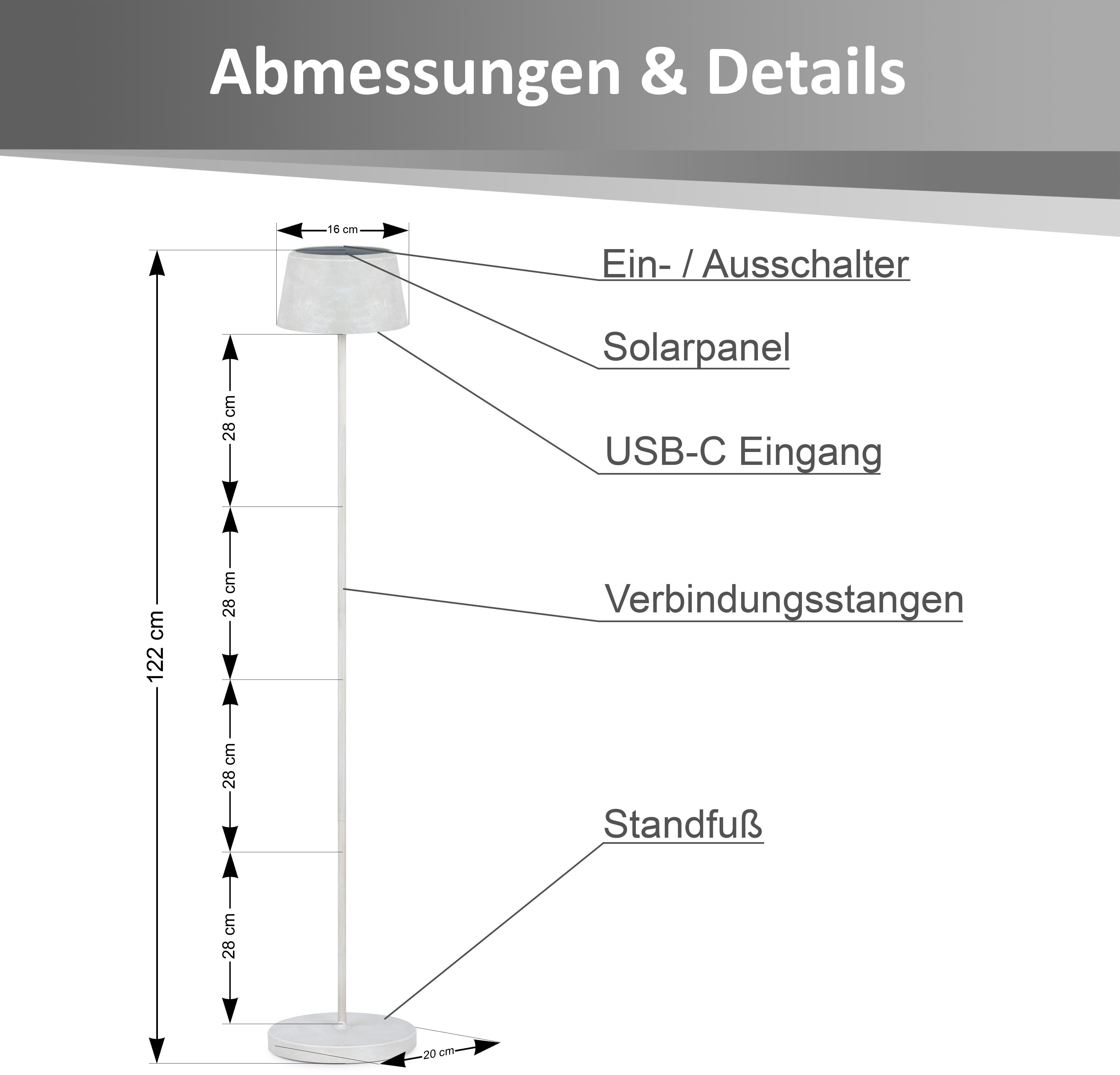 Northpoint LED Gartenleuchte Solar Stehleuchte dimmbar mit Sensor für Garten