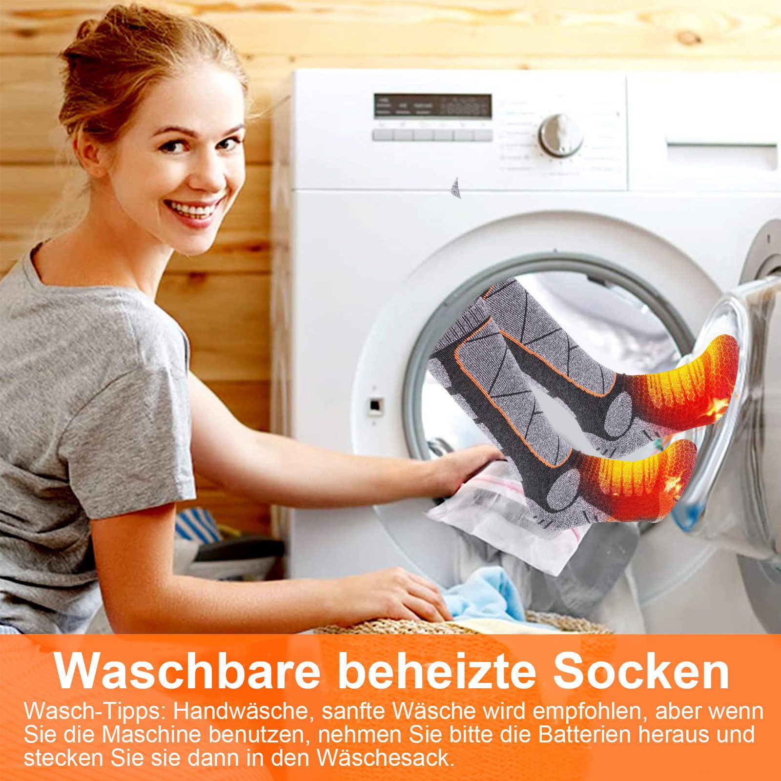 BTTO Thermosocken Beheizbare Socken Funktionssocken Heizsocke Feet Batterien für Männer und Frauen(1-Paar)