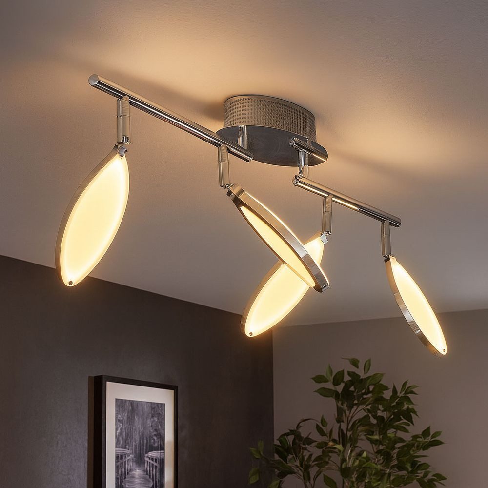 WOFI LED Deckenleuchte, LED-Leuchtmittel fest verbaut, Warmweiß, LED Decken Beleuchtung Lampe Akzent Leuchte Chrom Strahler