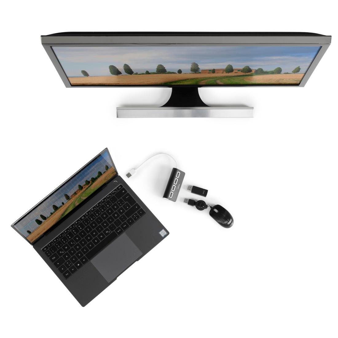 Hama USB-Hub mit 4 USB-A Ports, USB-A Stecker, 480 Mbit/s, 15 cm Kabellänge USB-Adapter USB Typ A, 15 cm, Verbinden von PC, Notebook, Tablet mit USB-Stick, Tastatur, Drucker