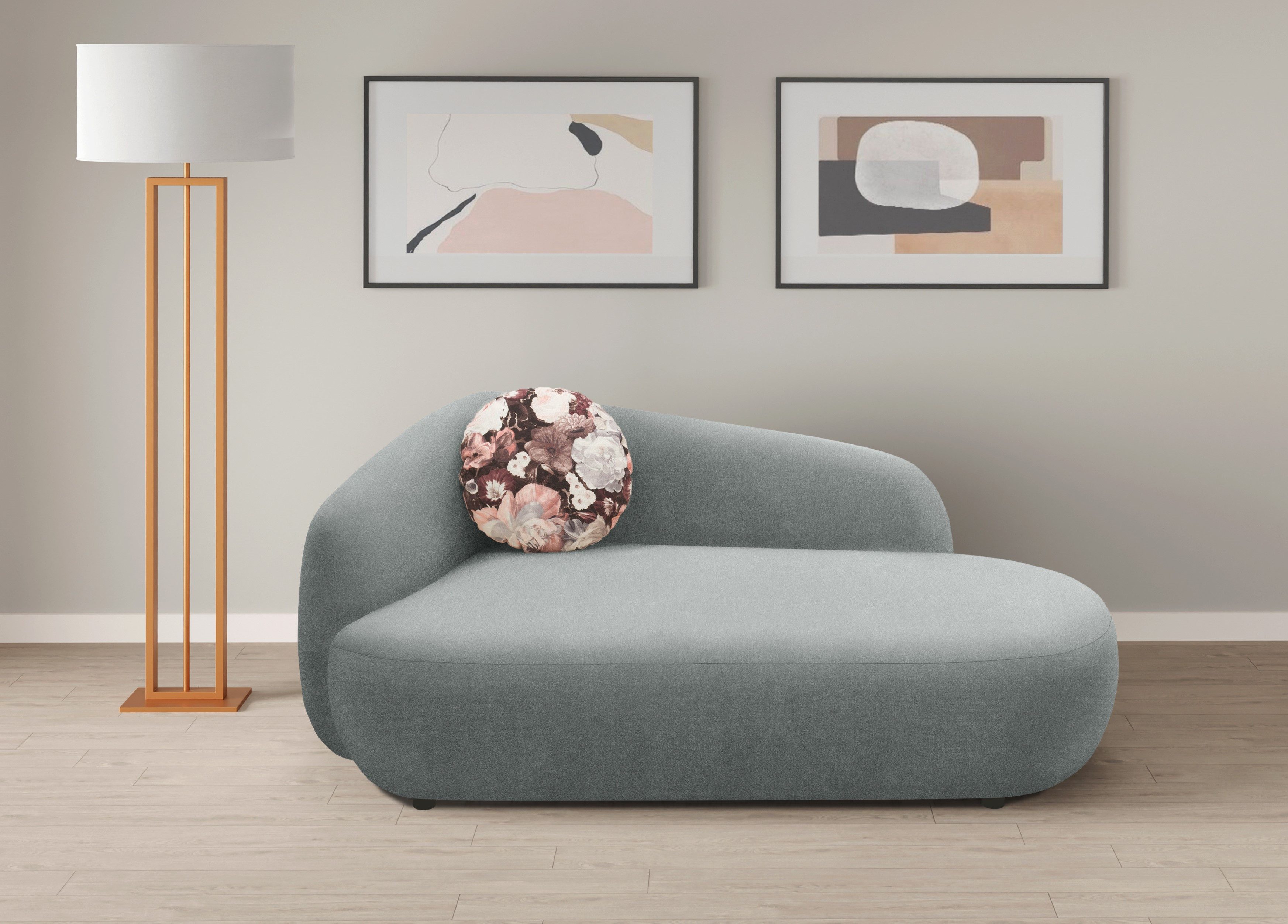 DOMO collection Recamiere Pesaro, mit Zierkissen, bodentief, organische Form
