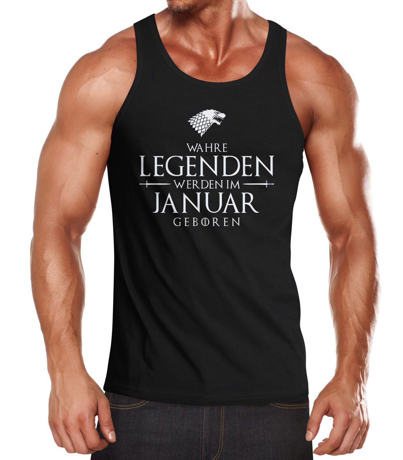 MoonWorks Tanktop Herren Tanktop Wahre Legenden werden im [object Object] geboren Fun-Shirt Moonworks® mit Print