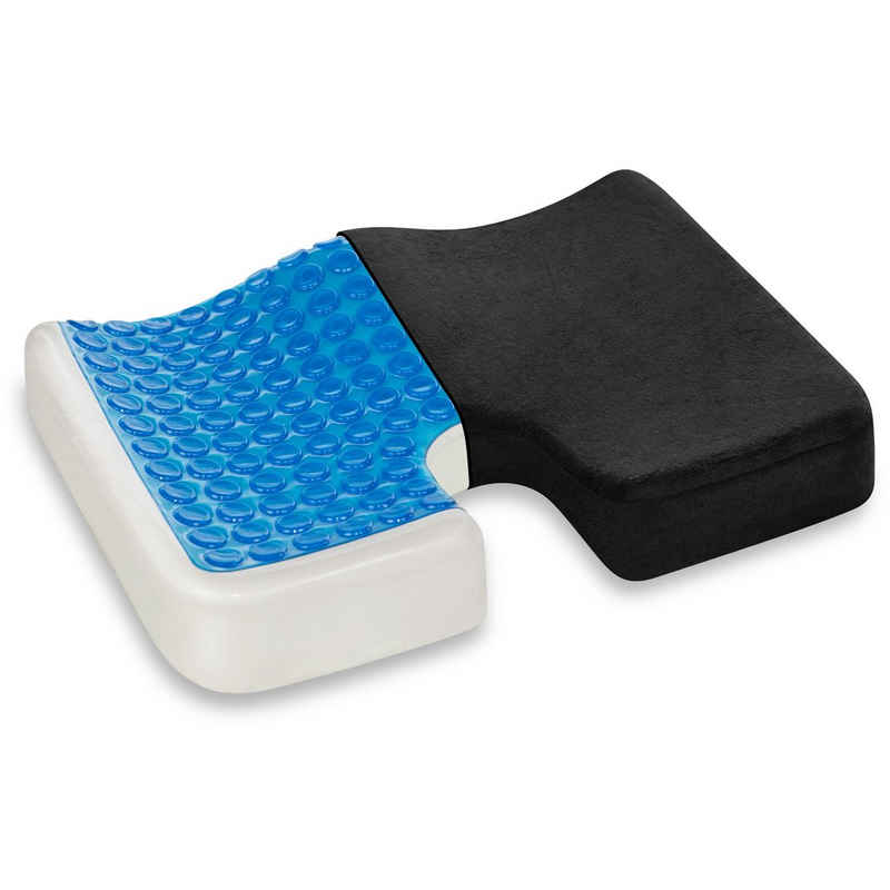 Vitabo Sitzkissen Vitabo ergonomisch geformtes Sitzkissen, Steißbein-Kissen mit extra Dicker Gel-Schicht (Schwarz)