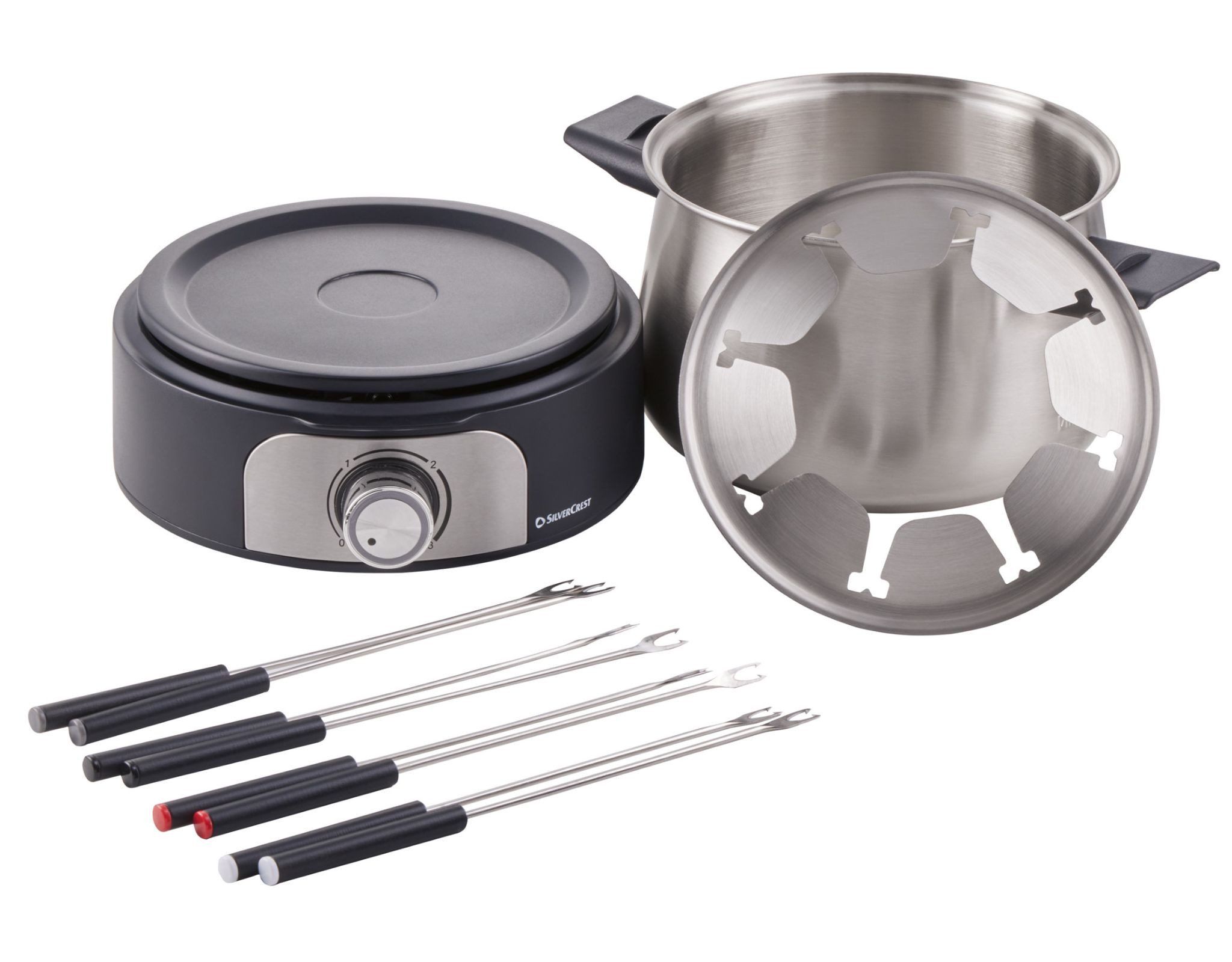 SilverCrest Elektro-Fondue Elektro Fondue Set Edelstahl 3L 1500W SFE 1500 D3 silber