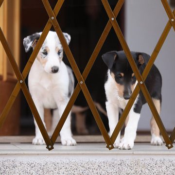 relaxdays Universalschutzgitter Ausziehbares Hundeabsperrgitter in Braun