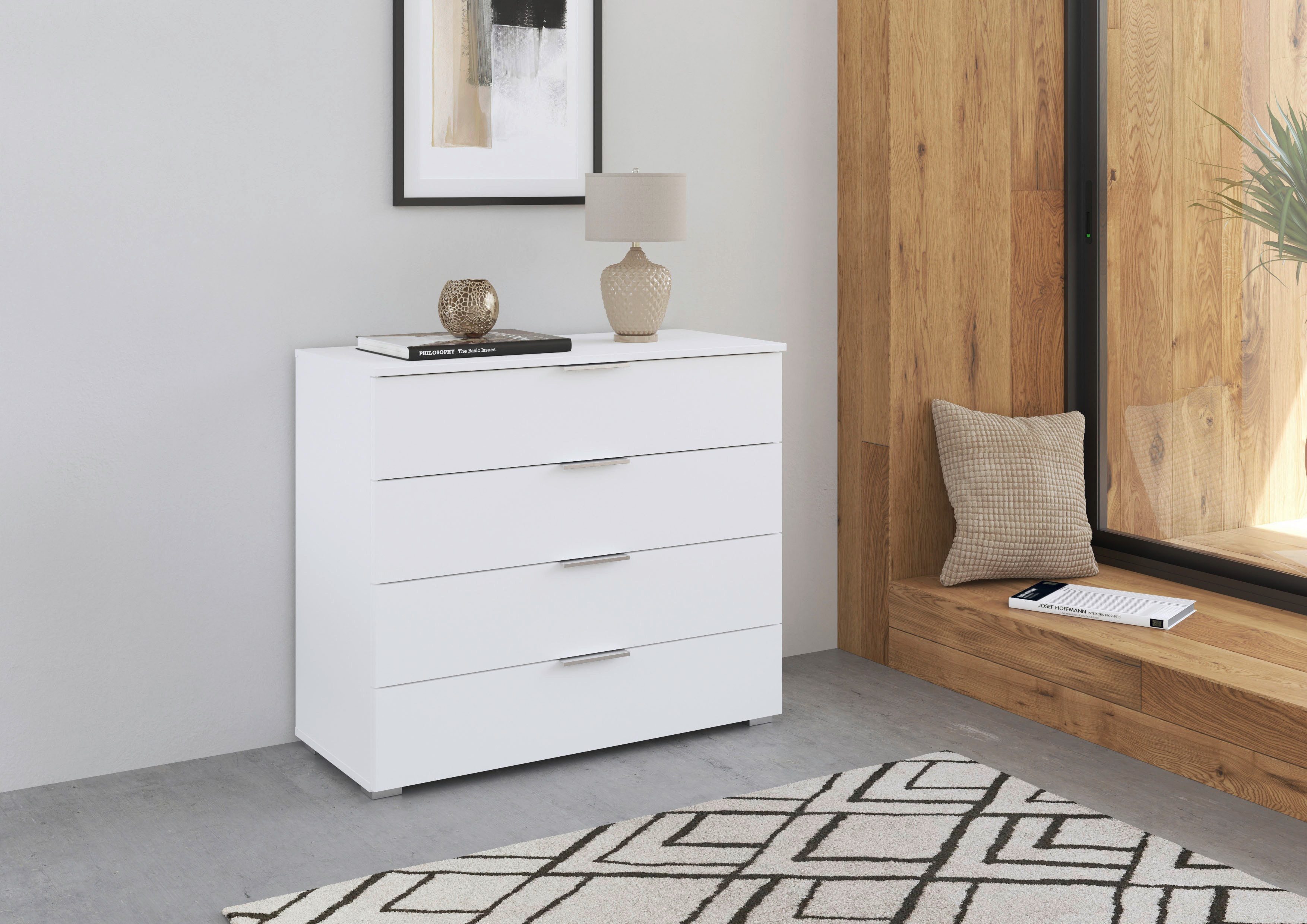 OTTO home Schubkastenkommode Sideboard Schubladenkommode AGORDO mit Dekor- oder Hochglanzfront (in zwei Griff-Farben, Breite 80 cm), vier große und geräumige Schubladen mit viel Stauraum MADE IN GERMANY