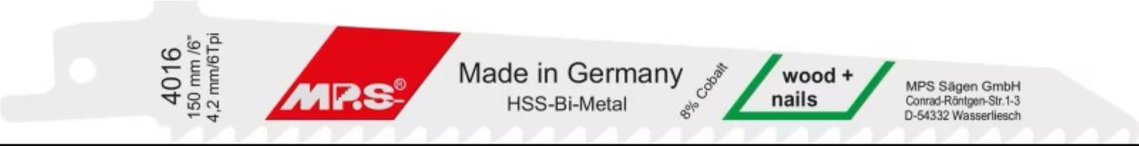 MPS Sägeblatt, MPS Bi-Metall-Säbelsägeblatt gefräst und geschränkt