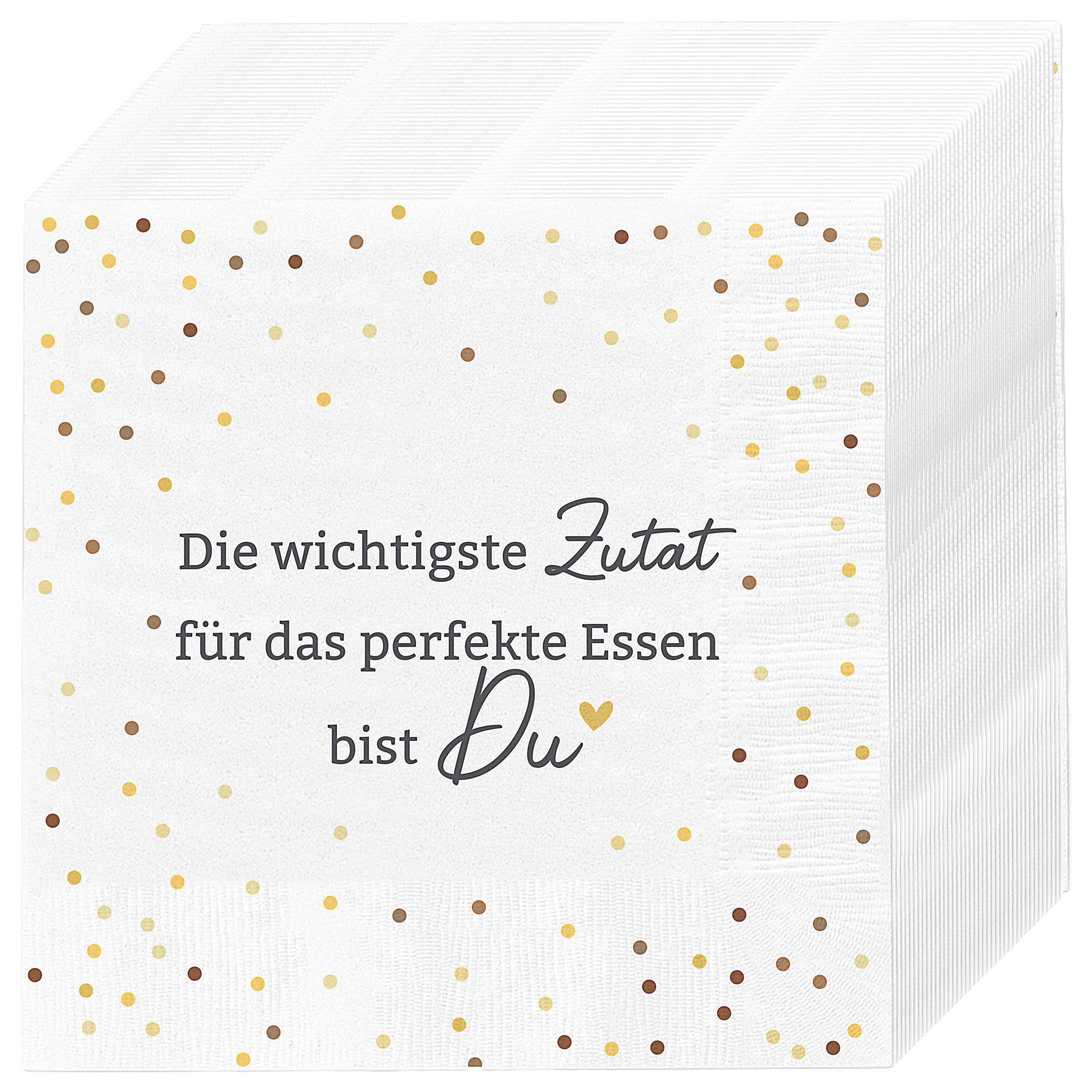 CEPEWA Papierserviette Серветки 'Zutat' 80er Set 33x33cm 3-lagig weiß gold schwarz Punkte