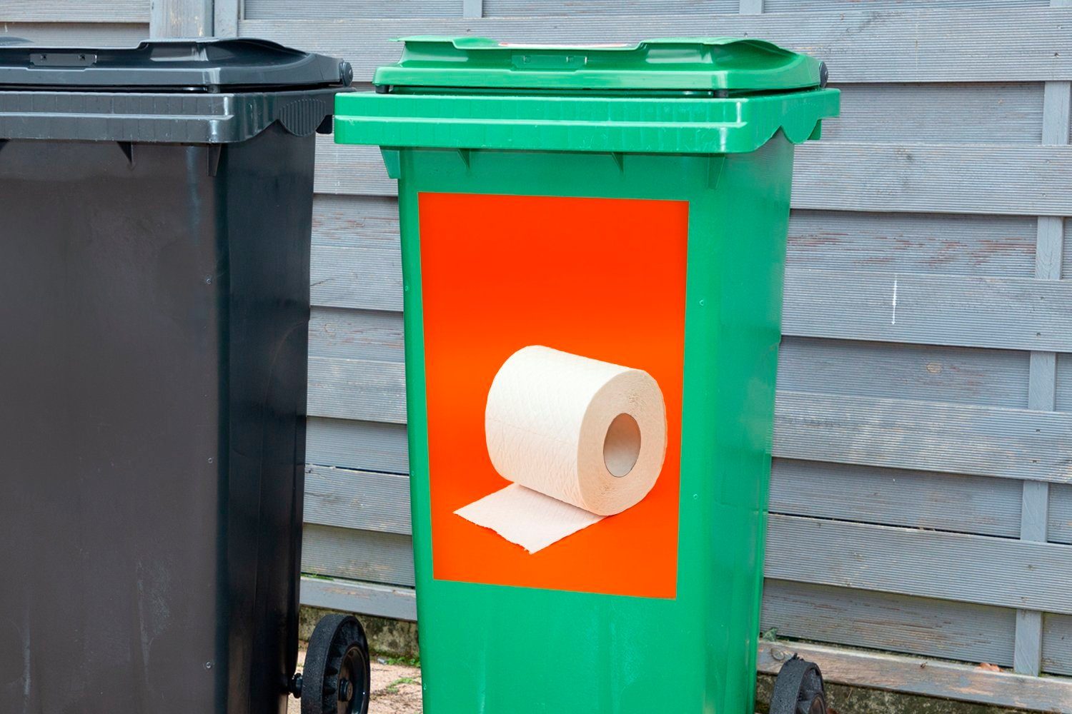 (1 Mülleimer-aufkleber, Mülltonne, Wandsticker auf St), Orange MuchoWow Abfalbehälter Toilettenpapier Container, Sticker,
