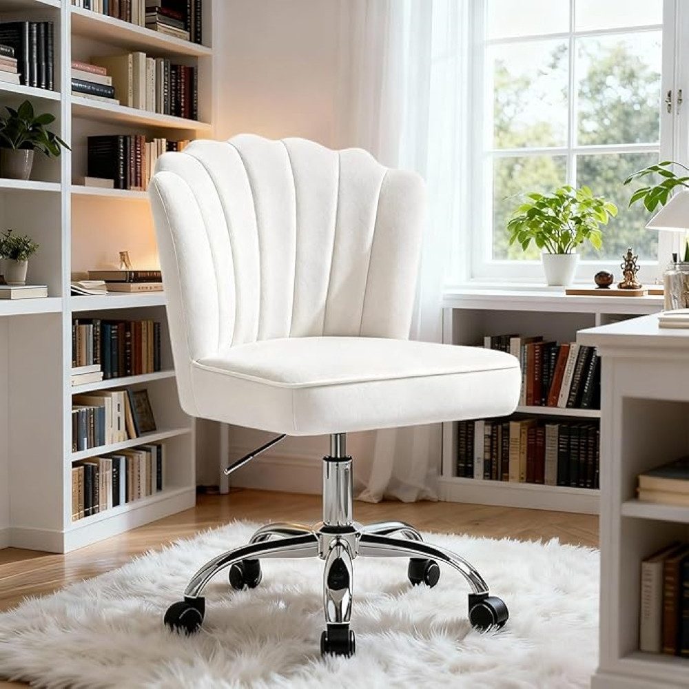 Fiximaster Polsterstuhl mit Blütenförmiger Rückenlehne, Höhenverstellbar & 360° Drehbar (1 St), Samt Bürostuhl, Moderner Drehstuhl, Schminkstuhl