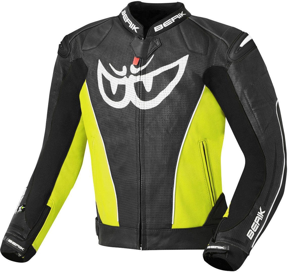 Berik Motorradjacke Street Motorrad Lederjacke Atmungsaktiv protektoren